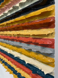 contemporary abstract colorful acrylic painting impasto textured stripes signed