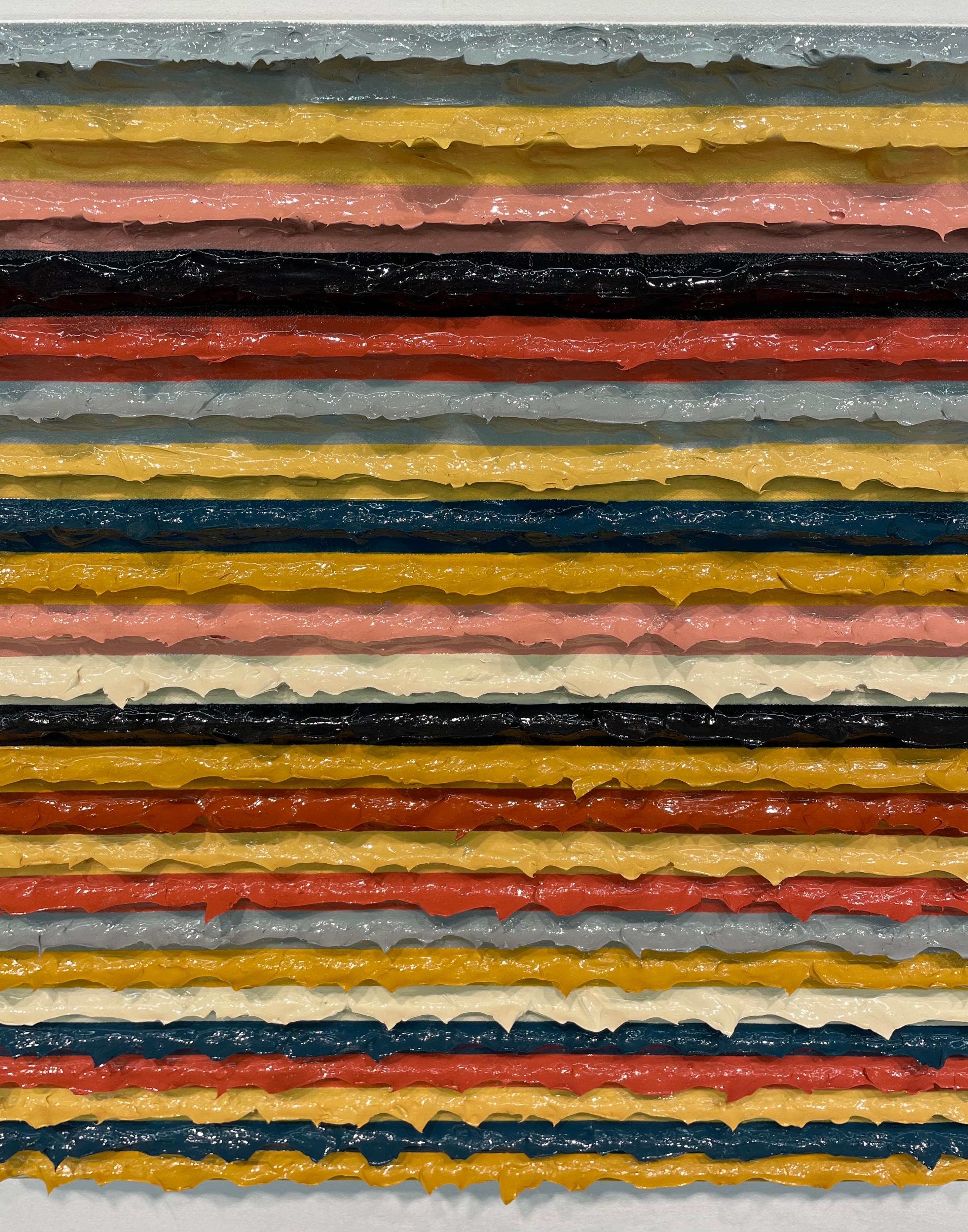 pittura acrilica contemporanea astratta e colorata, impasto, strisce strutturate, firmata - Painting Astratto di Daniel Klewer