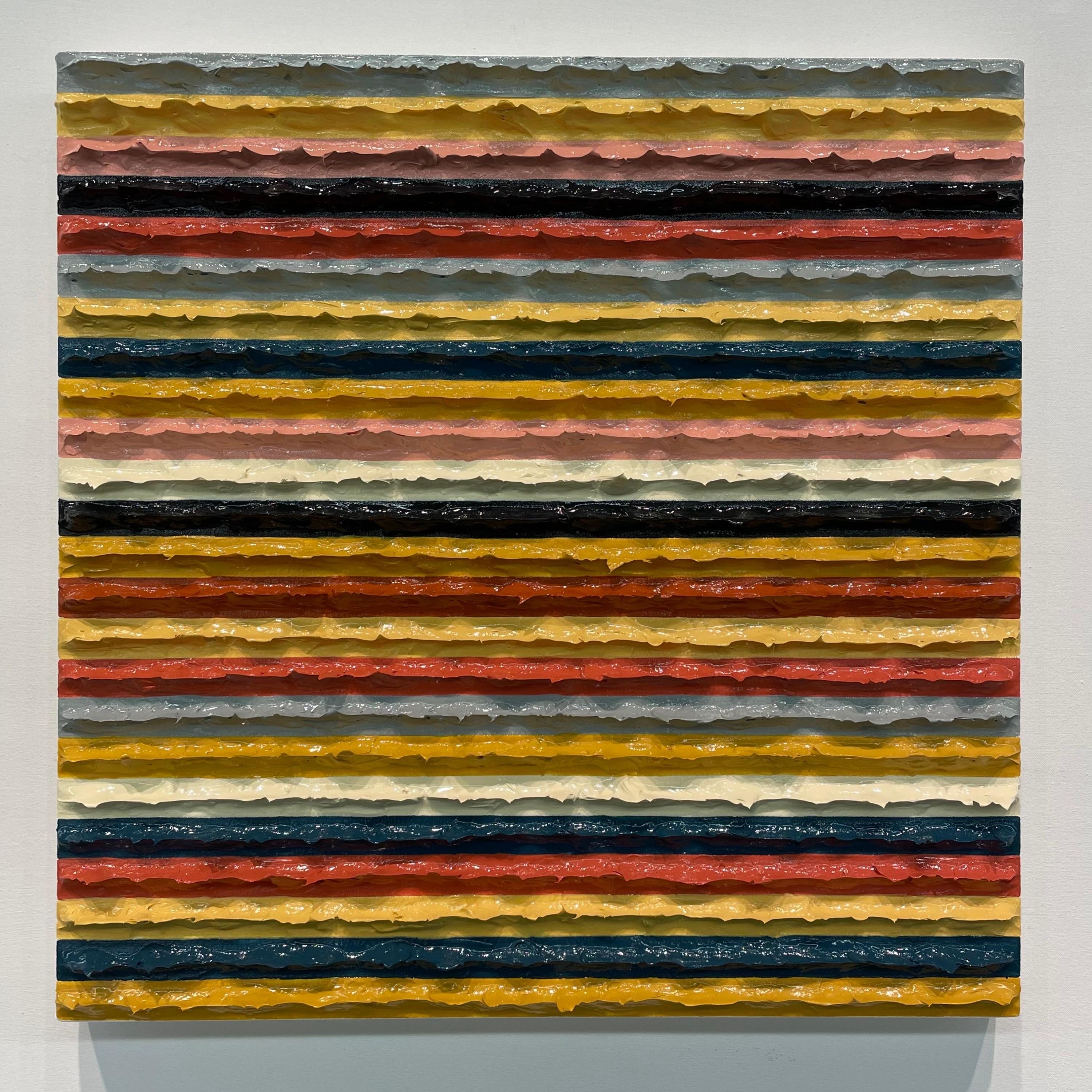 Abstract Painting di Daniel Klewer - pittura acrilica contemporanea astratta e colorata, impasto, strisce strutturate, firmata