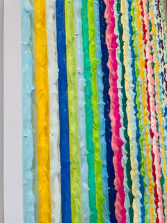 pintura acrílica colorida abstracta contemporánea impasto rayas texturadas firmada