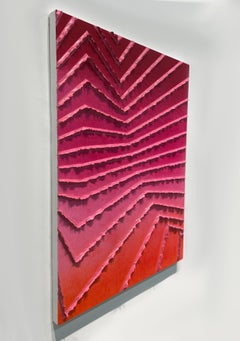 contemporary abstract colorful acrylic painting impasto textured stripes signed