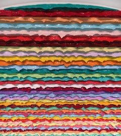 contemporary abstract colorful acrylic painting impasto textured stripes signed