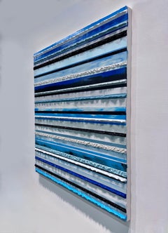 contemporary abstract colorful acrylic painting impasto textured stripes signed