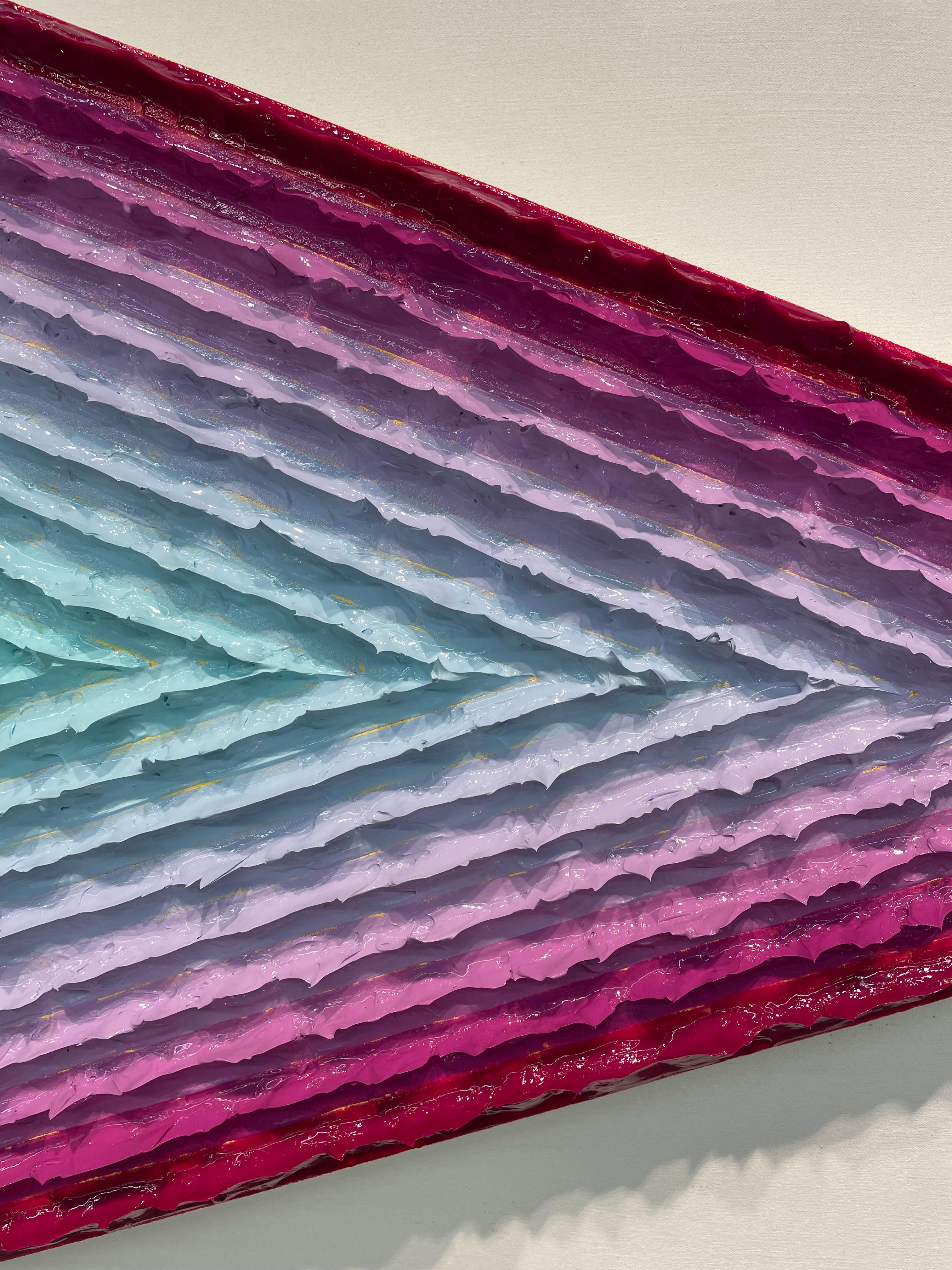 pittura acrilica contemporanea astratta e colorata, impasto, strisce strutturate, firmata - Painting di Daniel Klewer