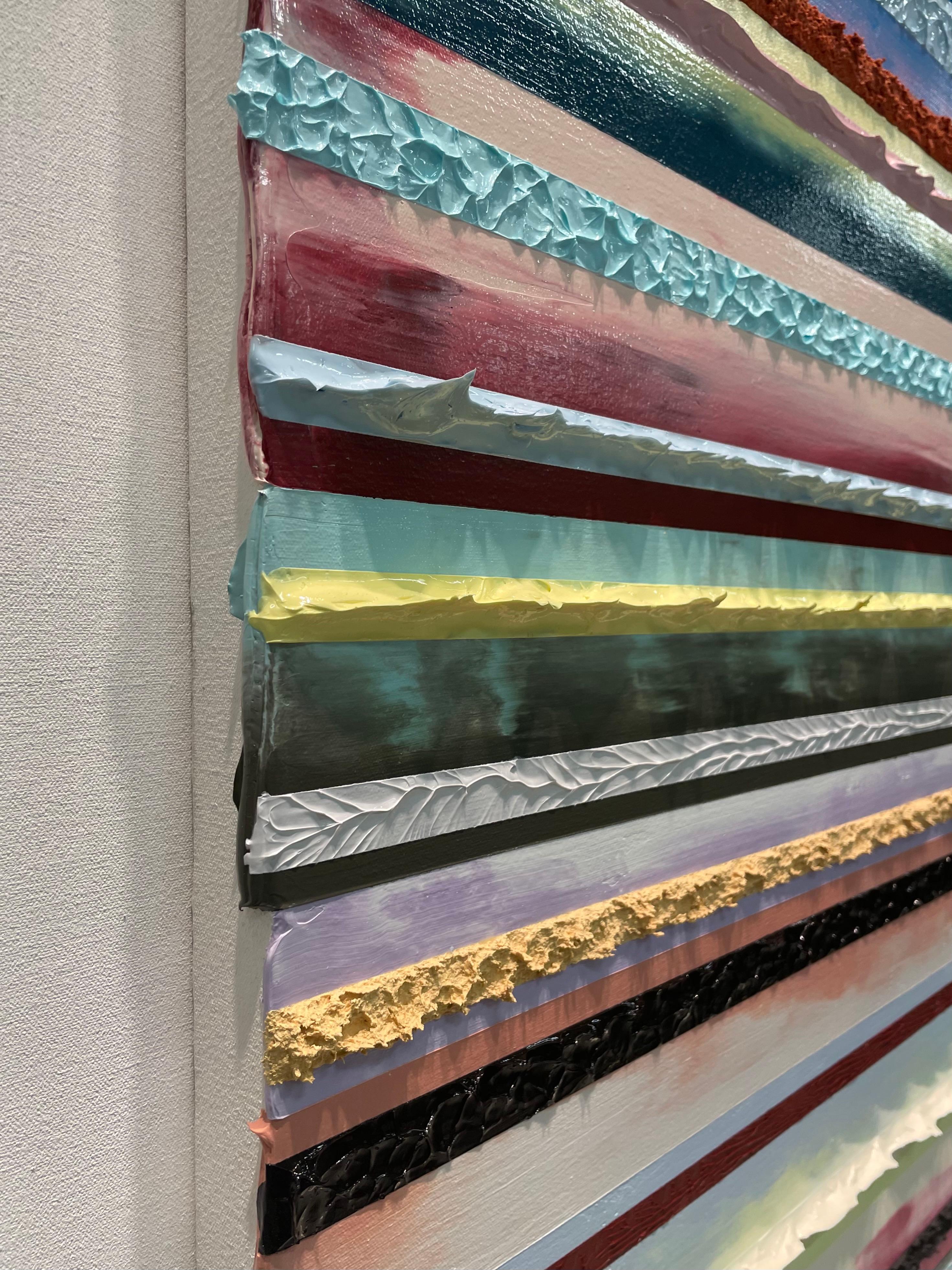 pittura acrilica contemporanea astratta e colorata, impasto, strisce strutturate, firmata - Painting Contemporaneo di Daniel Klewer