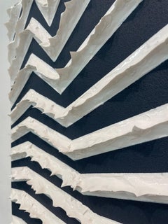 contemporary abstract colorful acrylic painting impasto textured stripes signed