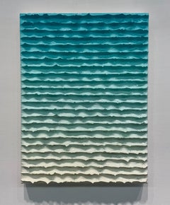 Abstraktes, ruhiges blaues Acrylgemälde „Sea Slug Dove“ von Daniel Klewer, signiert