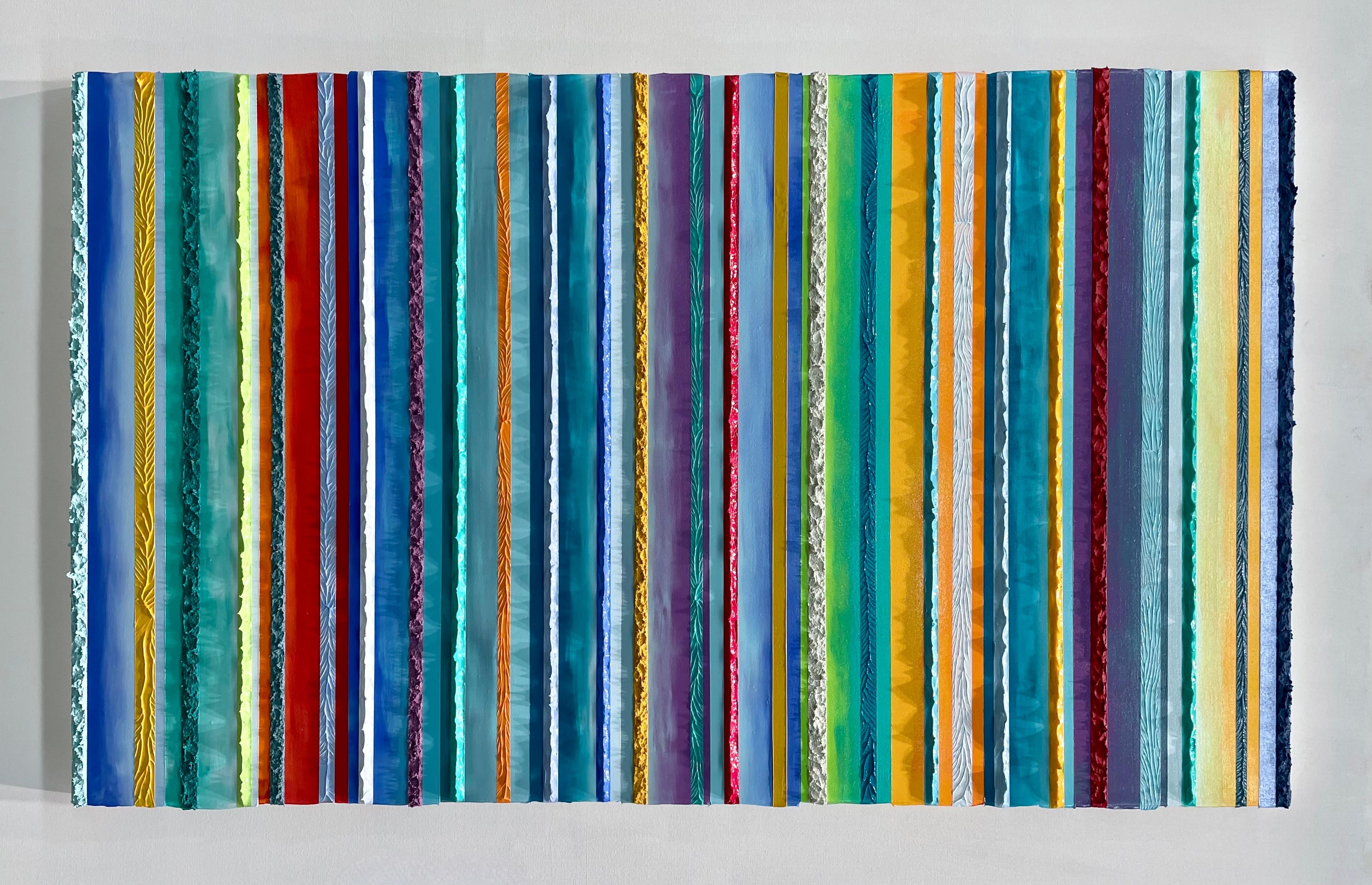 Abstract Painting di Daniel Klewer - pittura acrilica contemporanea astratta e colorata, impasto, strisce strutturate, firmata