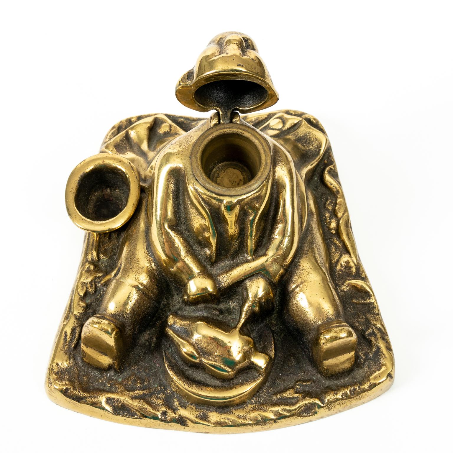 Daniel Lambert Figural Brass Inkwell For Sale 1