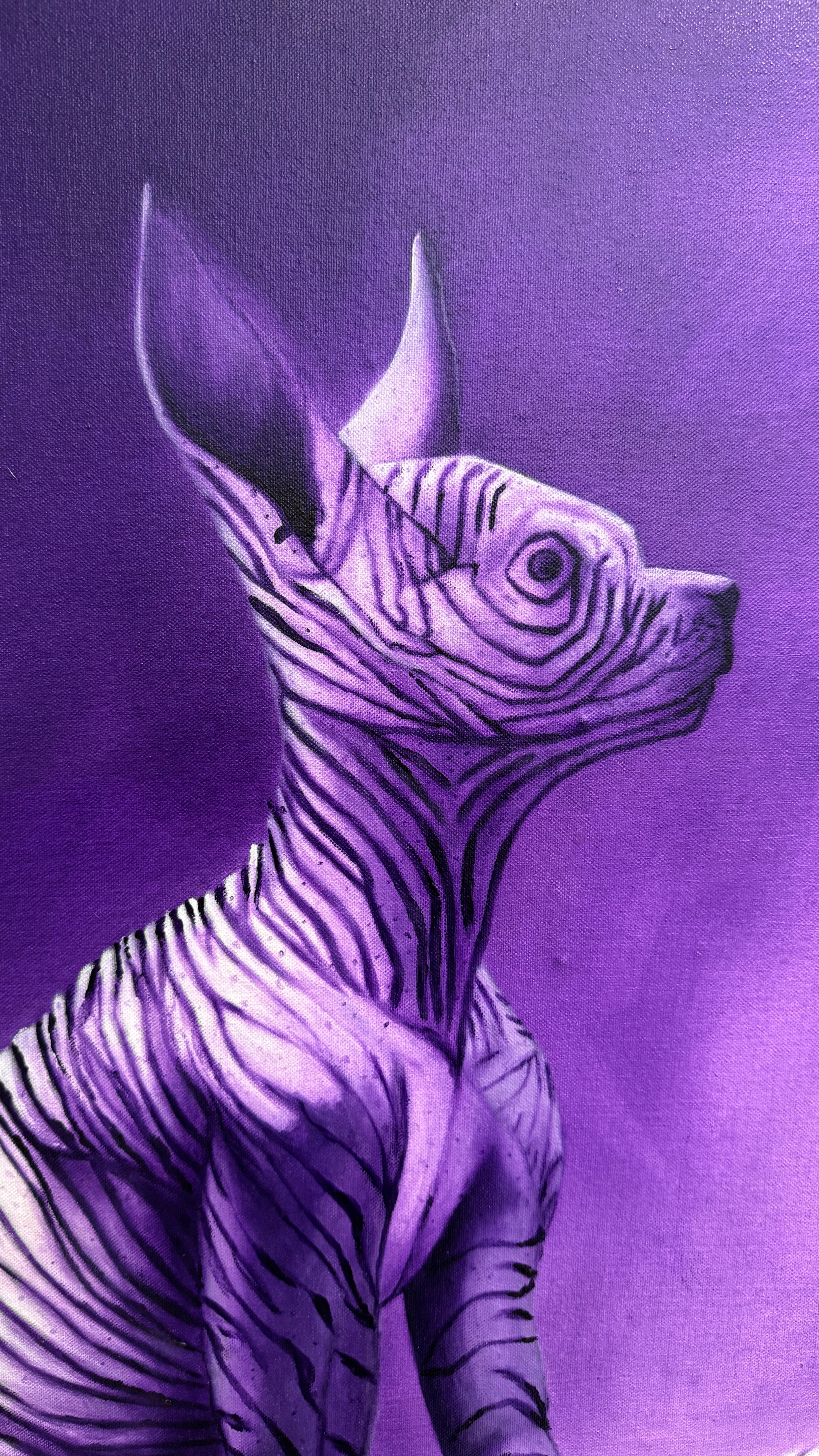 Diálogos Atemporales - Violet Figurative Painting par Daniel Livas García