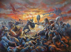 Fantasy Battle, Painting, Acrylic on Canvas