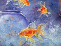Goldfish XLII, Painting, Oil on MDF Panel