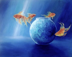 Goldfish XLIII, peinture, huile sur panneau de MDF