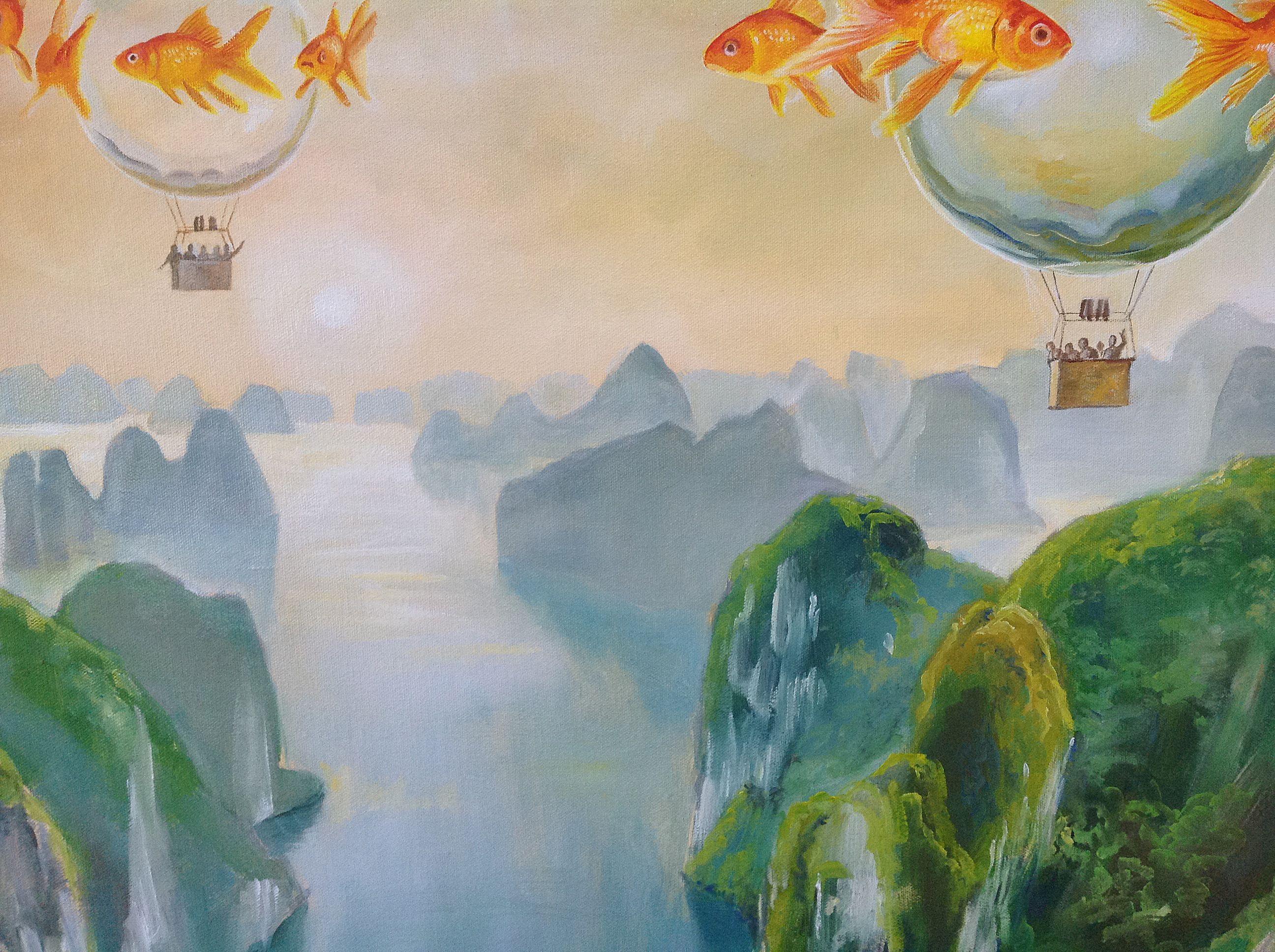 Goldfish XXXVI, Painting, Oil on Canvas For Sale 3