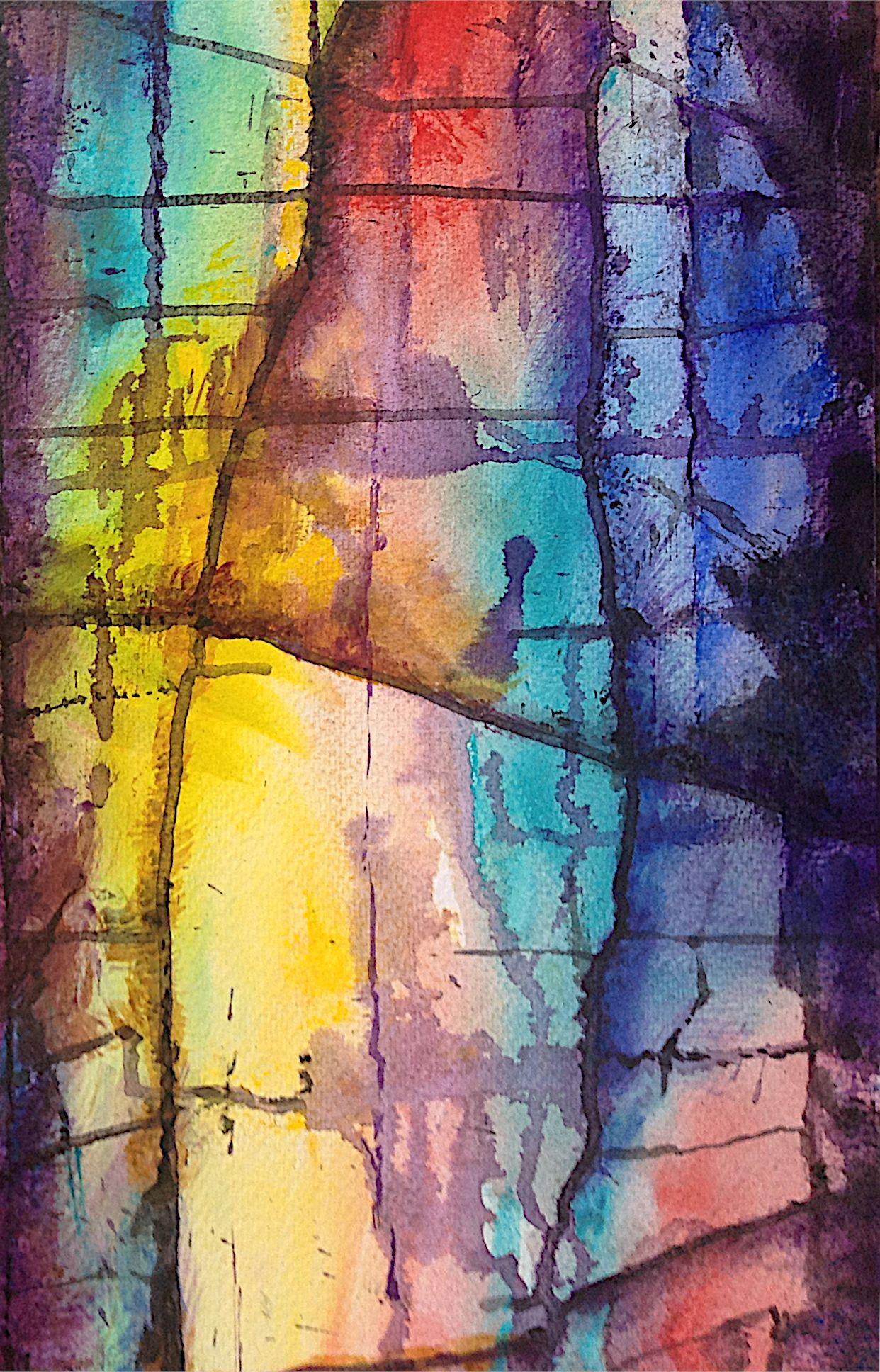 Illuminated XXXVIII, peinture, acrylique sur papier - Abstrait Painting par Daniel Loveday