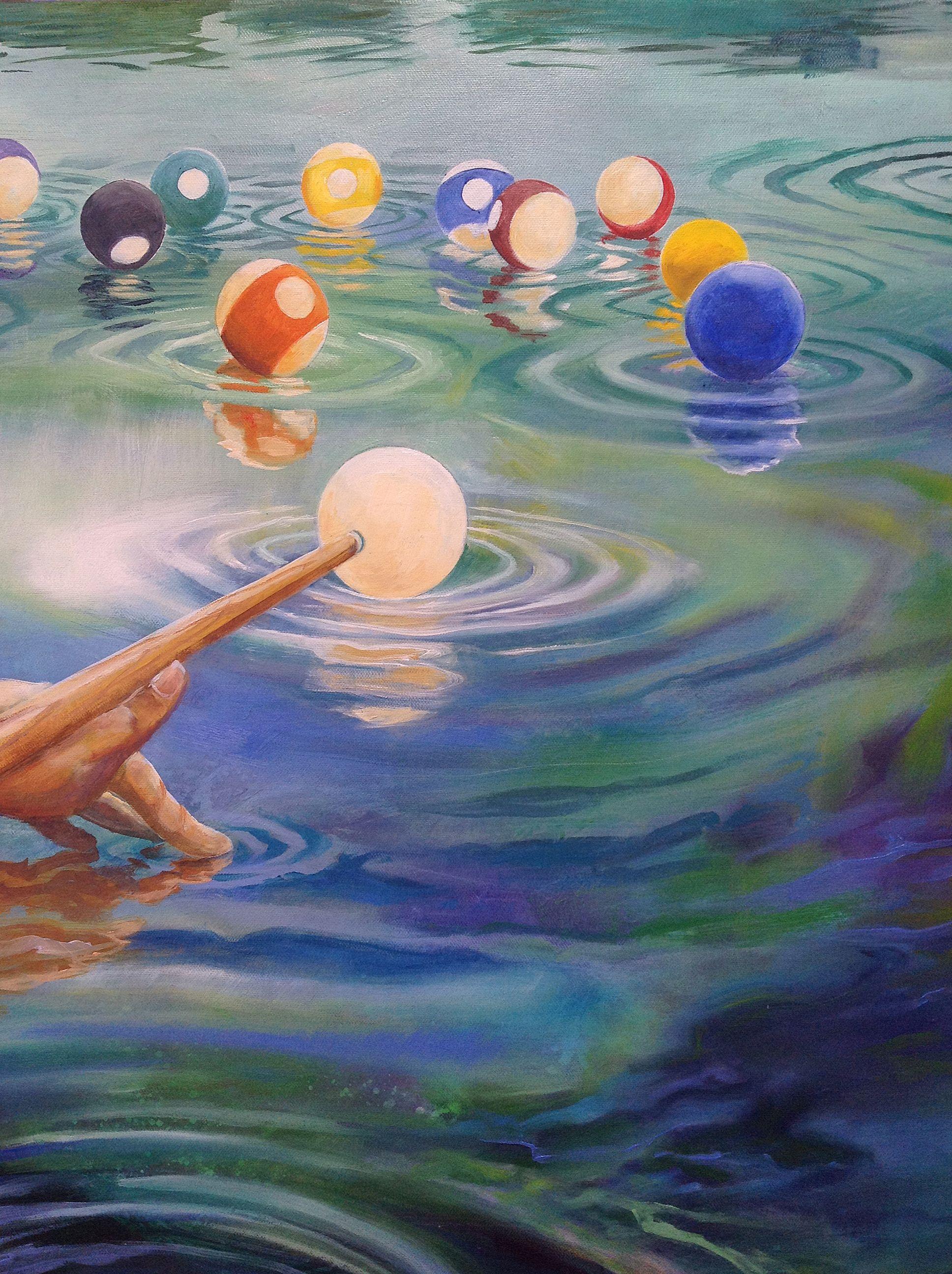 Pool, Painting, Oil on Canvas For Sale 2
