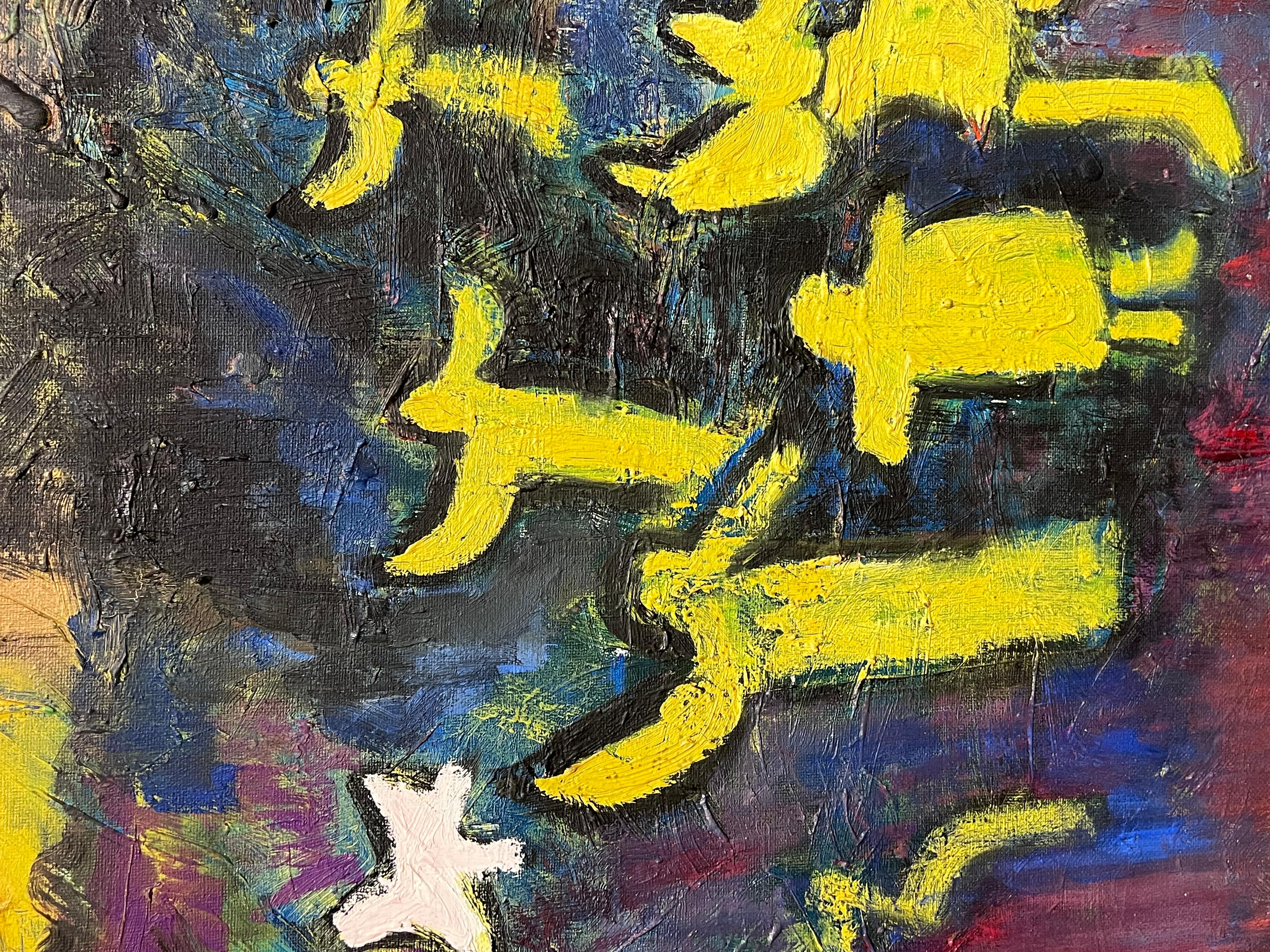Grande quadro figurativo astratto americano del XX secolo Galleria di Parigi (a) Gallery - Figurative Painting Grigio di Daniel Luis Cueva