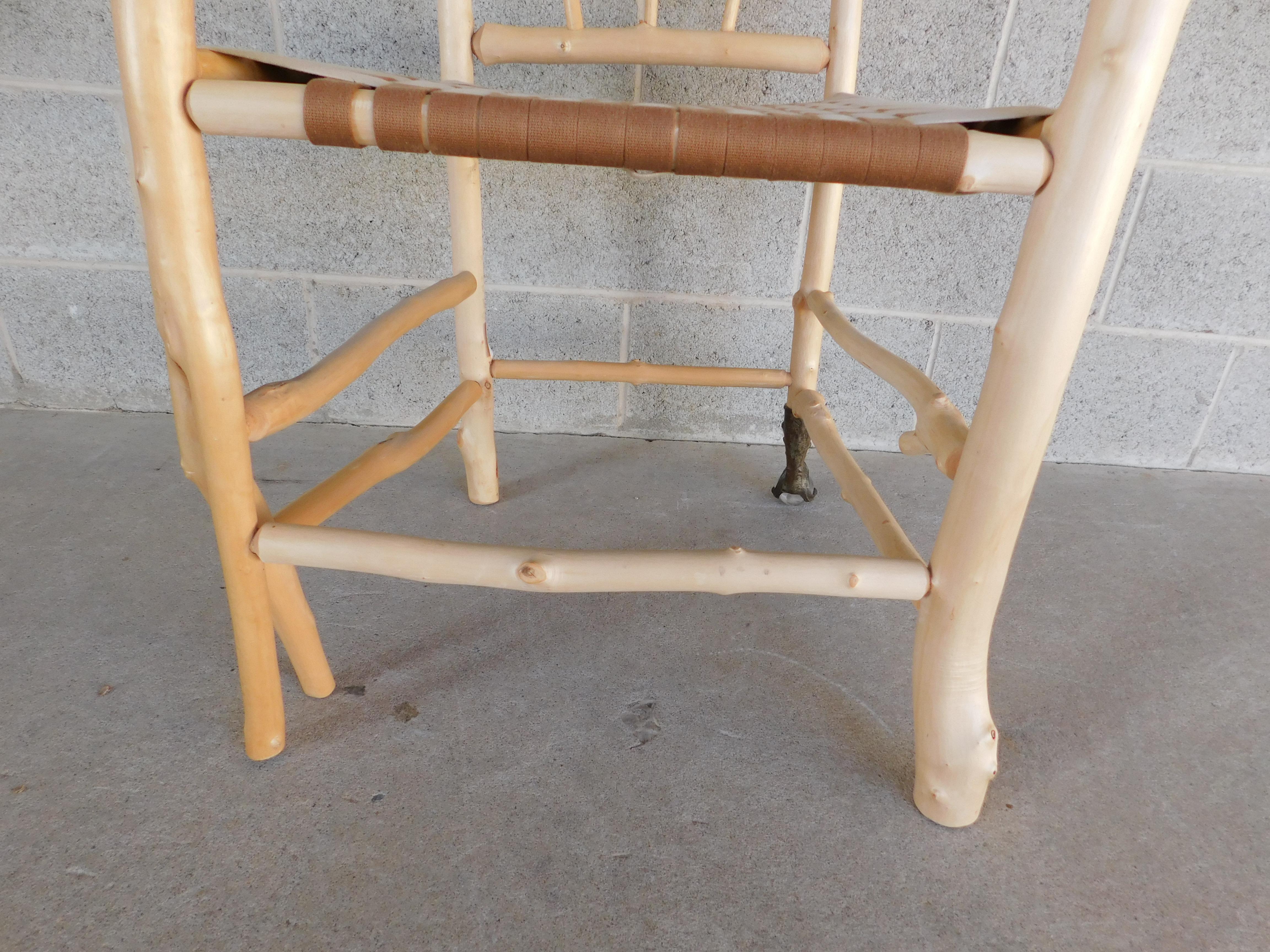 Daniel Mack Signed Stripped Bark Maple Stick Arm Chair In Good Condition For Sale In Parkesburg, PA