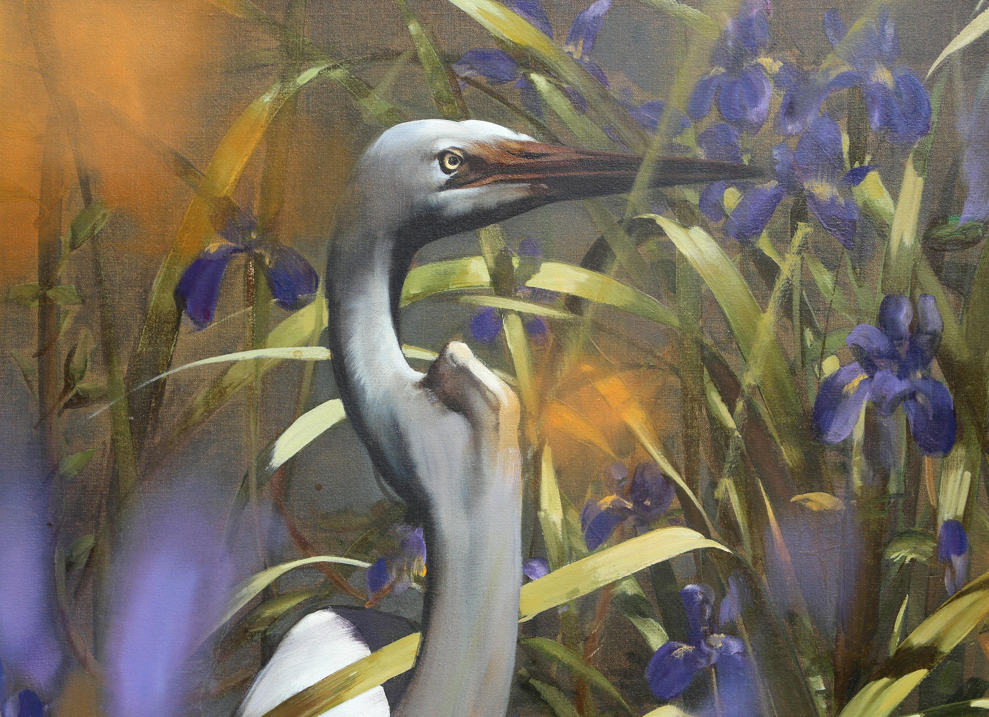 Heron, grande peinture à l'huile moderne de Daniel Maffia en vente 1