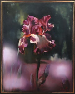 Magenta Iris, Photorealist Oil on Canvas Painting by Daniel Maffia