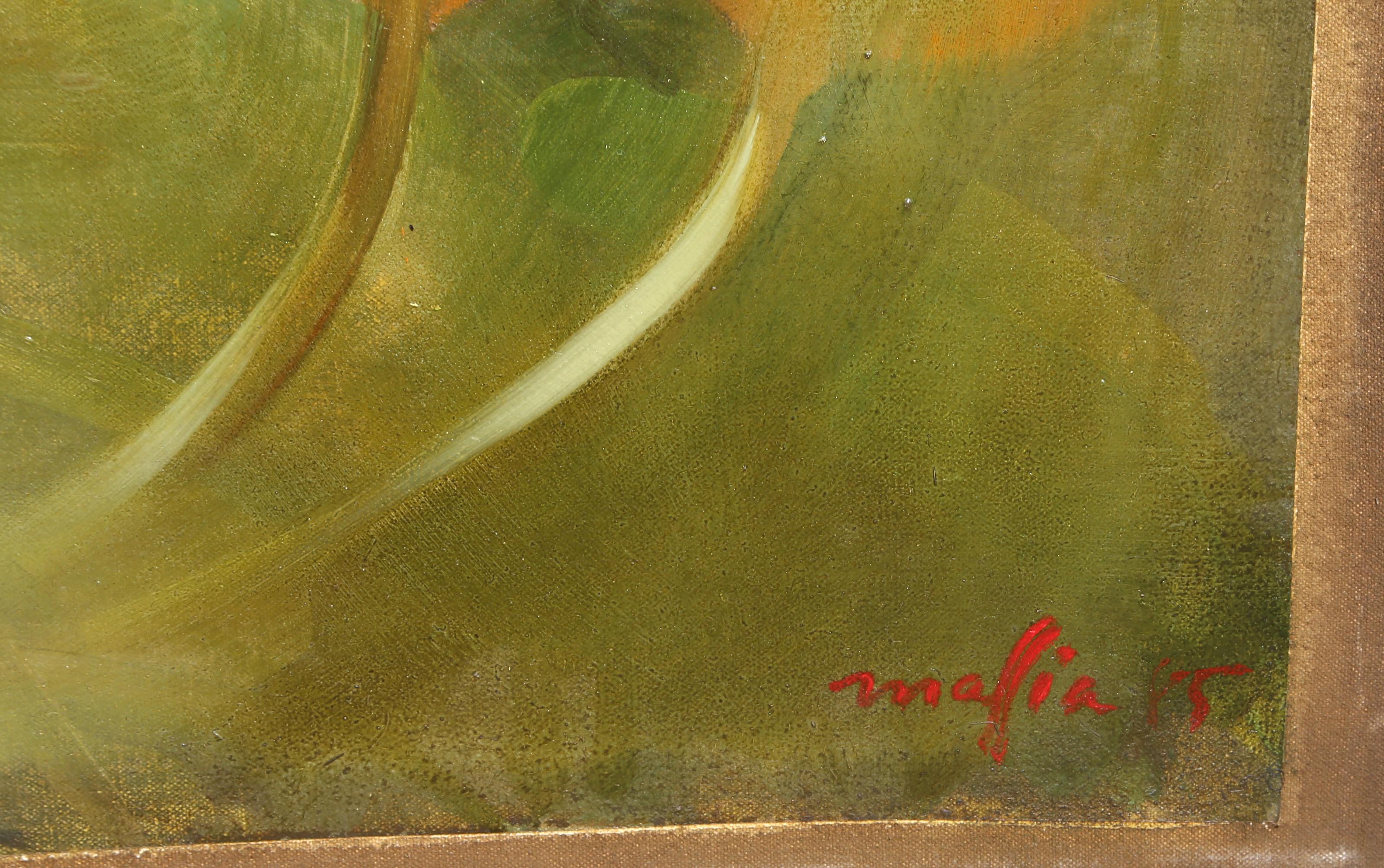 Rosa Nasturtiums, großes modernes, geblümtes Ölgemälde von Daniel Maffia im Angebot 2