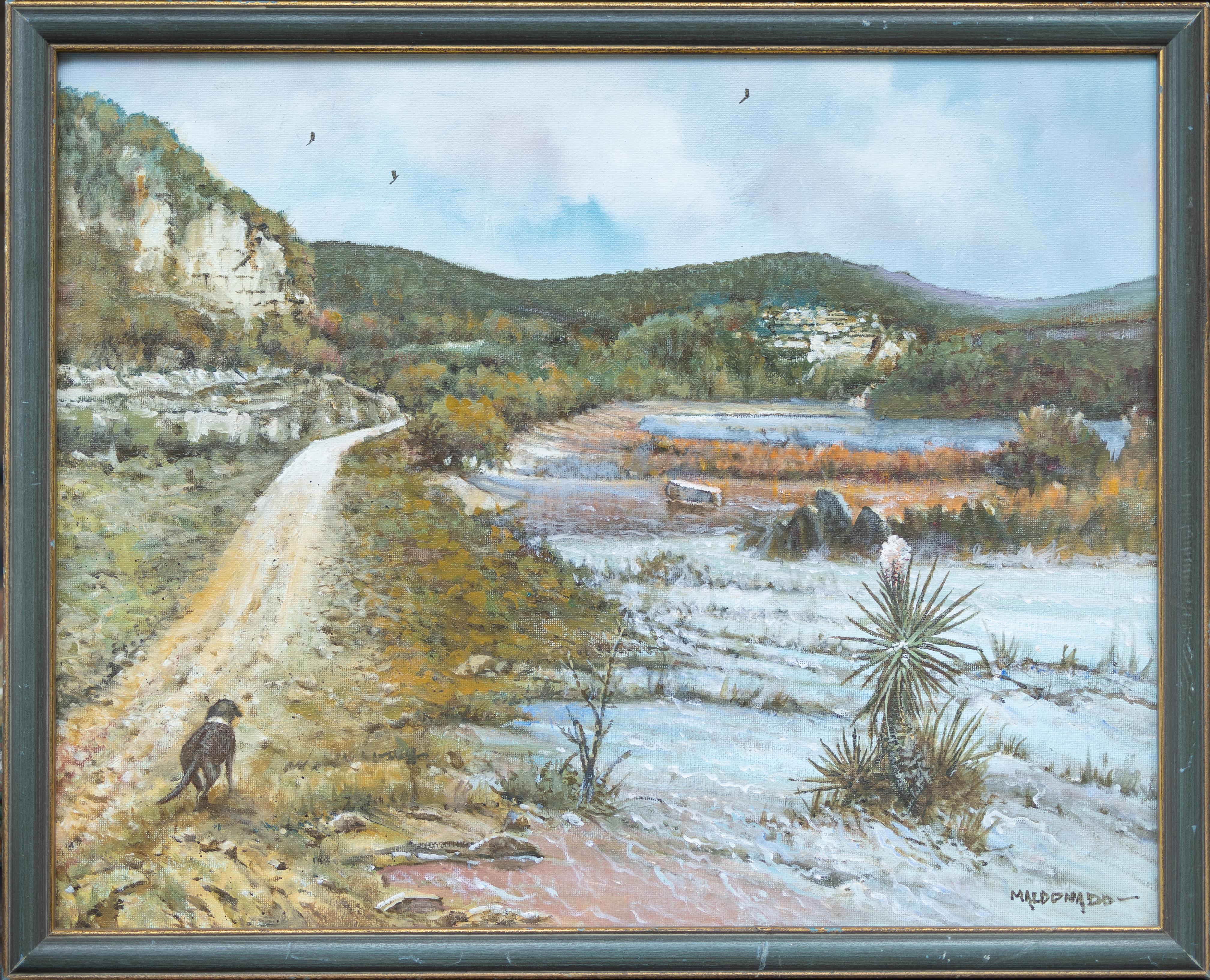 „Garner State Park“ texanische Hügellandschaft – Painting von Daniel Maldonado