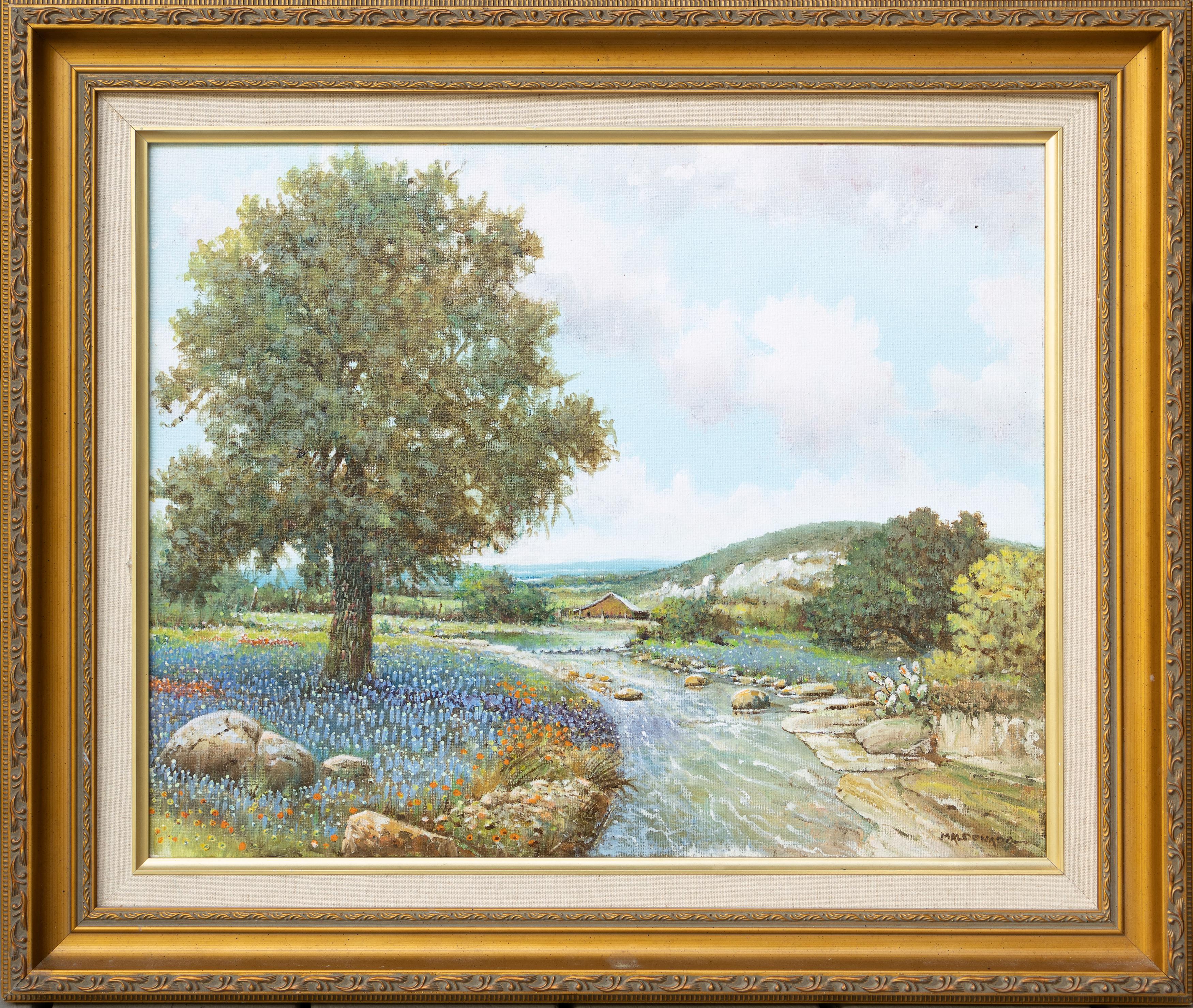 Springtime in the Texas Hill Country with Bluebonnets - Painting by Daniel Maldonado