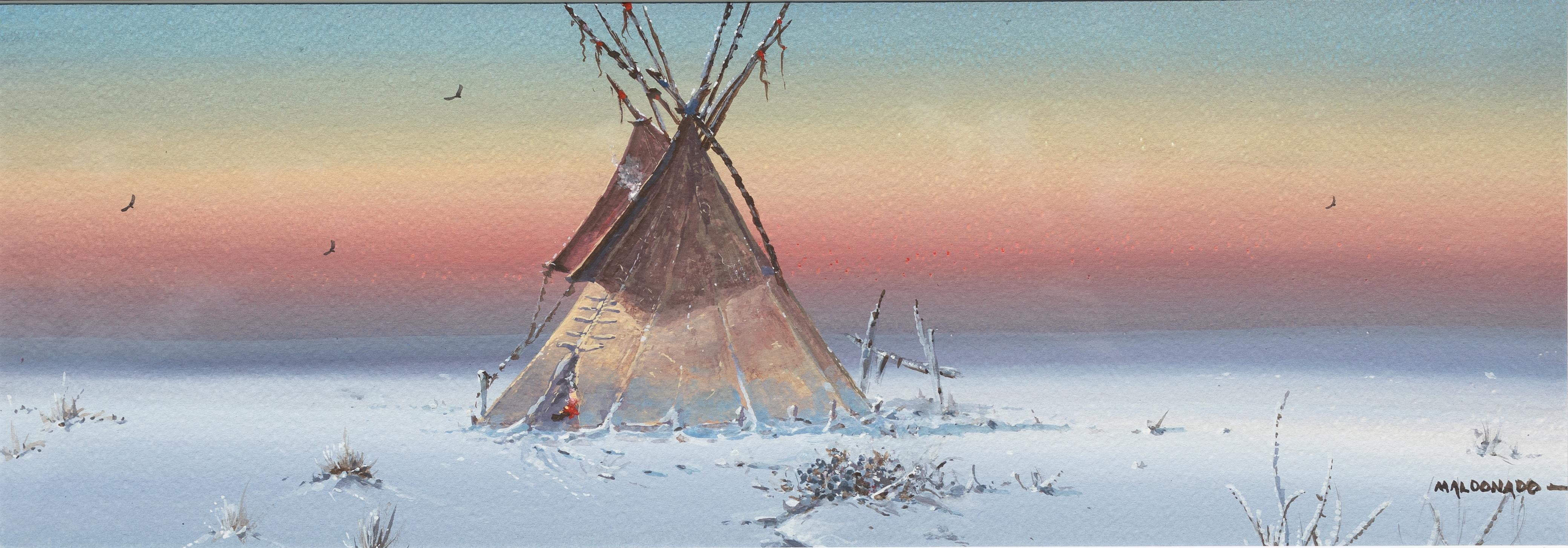 Daniel Maldonado Landscape Painting - Winter Teepee at Twilight