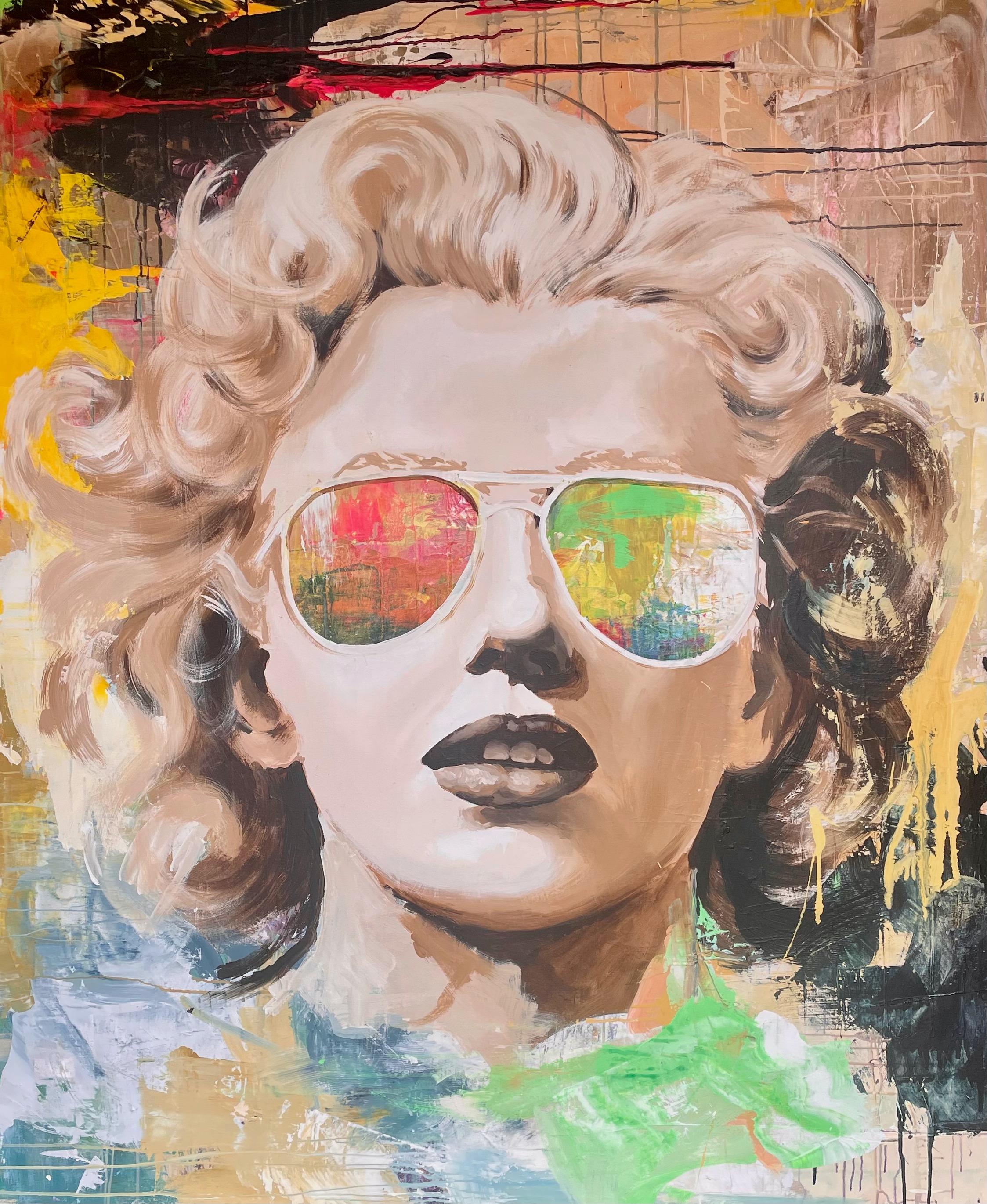 Marilyn Yellow Abstract - Mixed Media Art by Daniel Maltzman