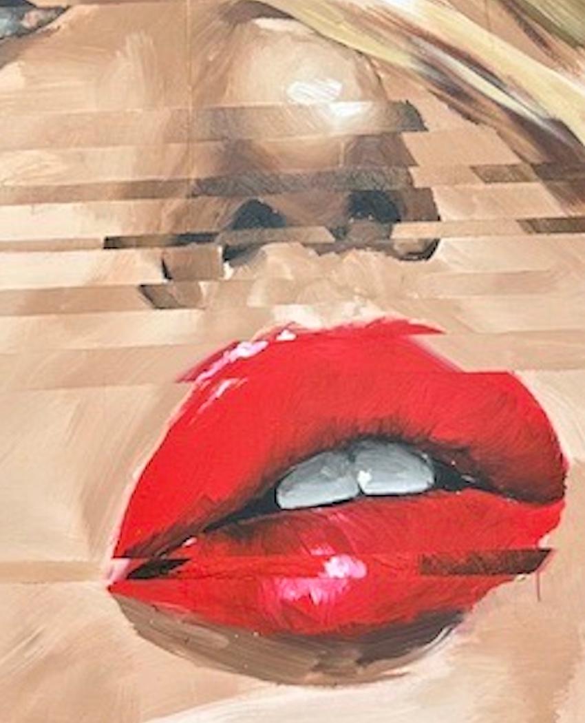Rubia Glitch Girl - Painting de Daniel Maltzman