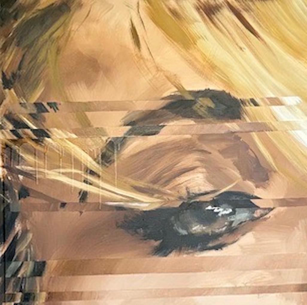 Rubia Glitch Girl - Portrait Painting Beige de Daniel Maltzman
