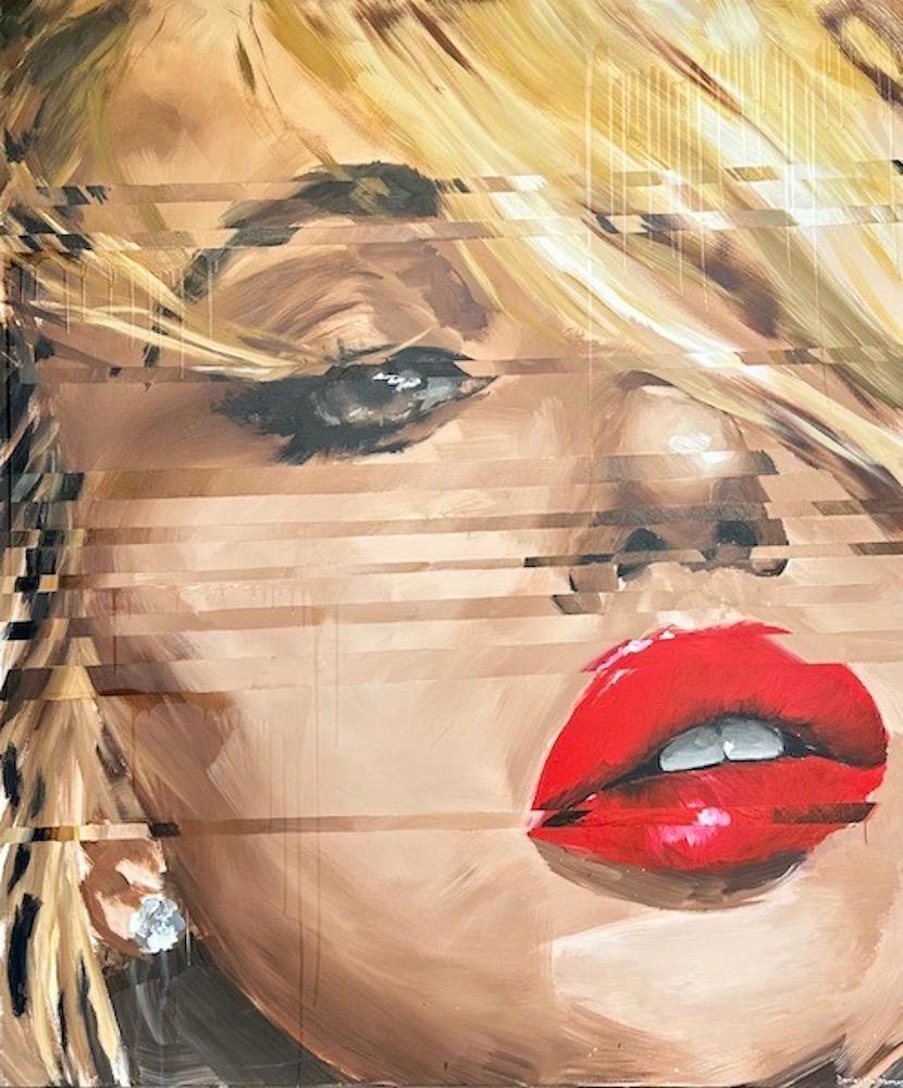 Portrait Painting de Daniel Maltzman - Rubia Glitch Girl
