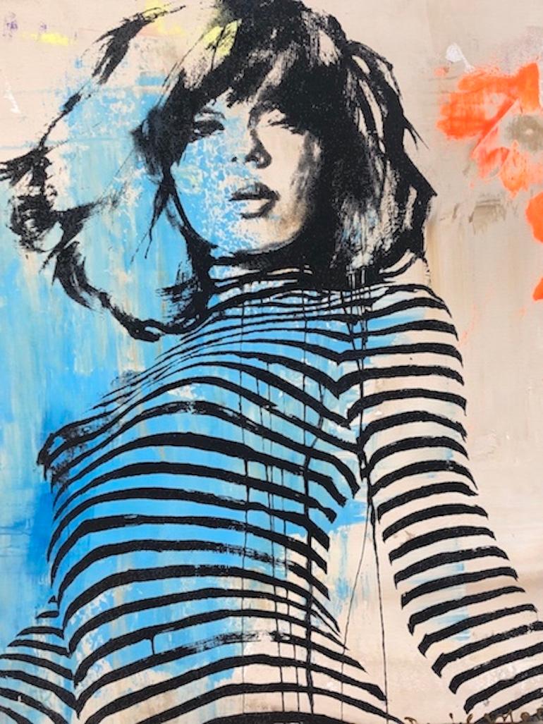 Daniel Maltzman Abstract Painting - Blue Stripe Girl