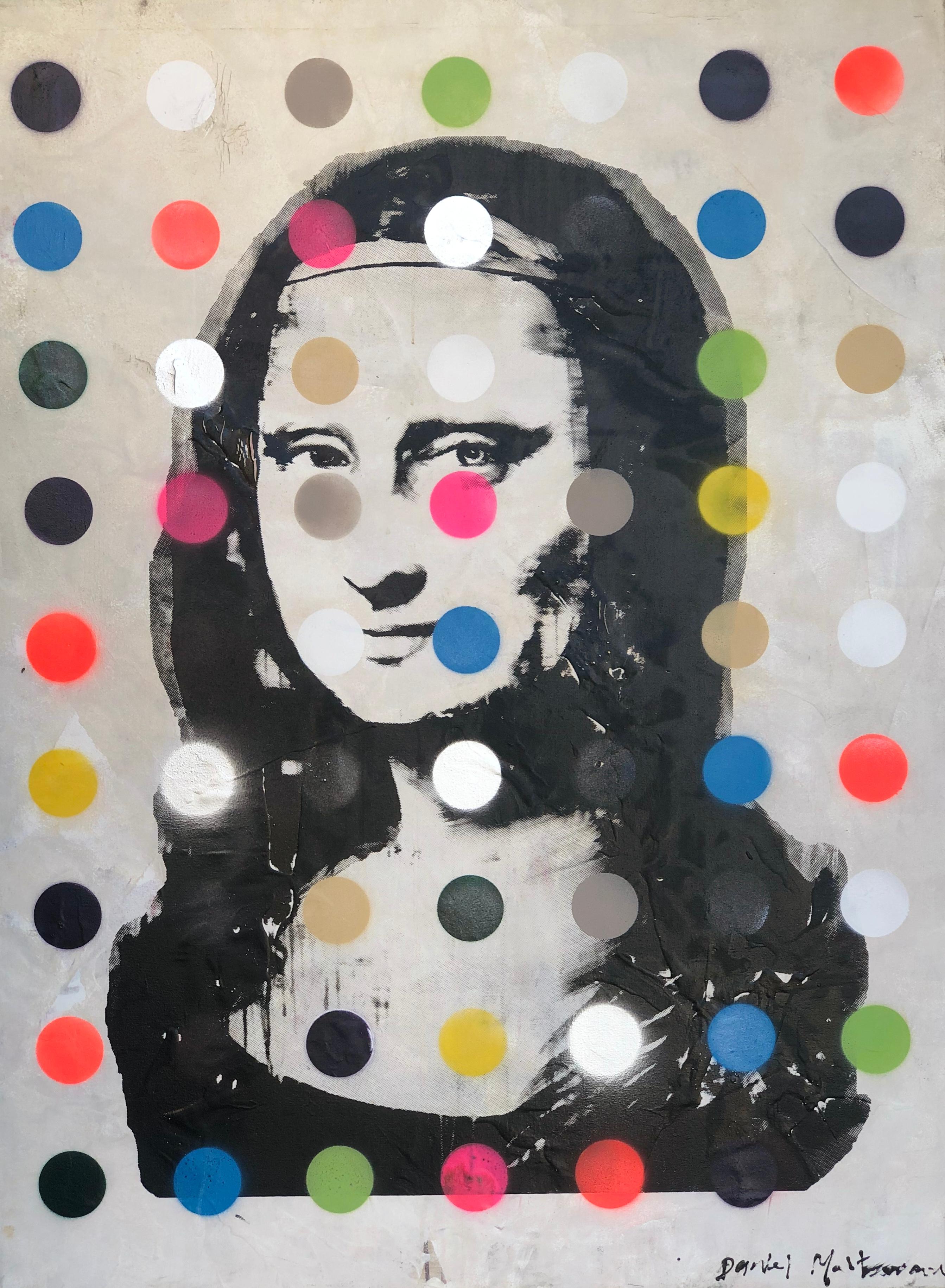 Daniel Maltzman Abstract Painting - Mona Lisa with Colored Dots