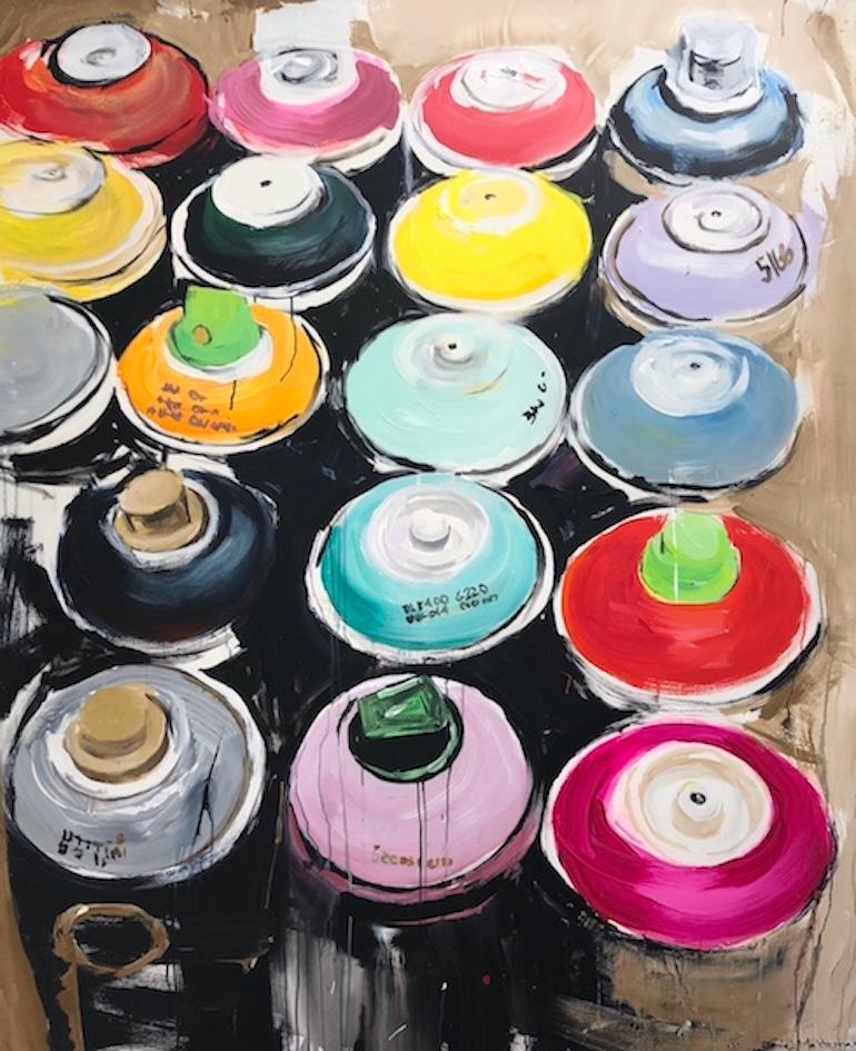 Daniel Maltzman Abstract Painting - Spray Cans #2