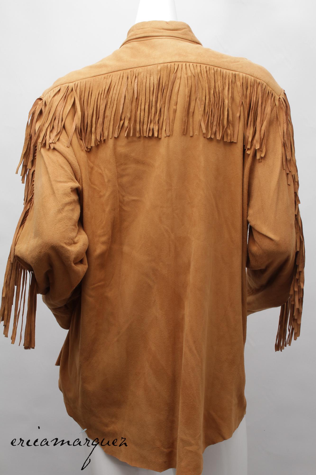 DANIEL MIEXEL, Haute Couture, Carmel Suede Feels Like Butter, Camicia con frange in vendita 6