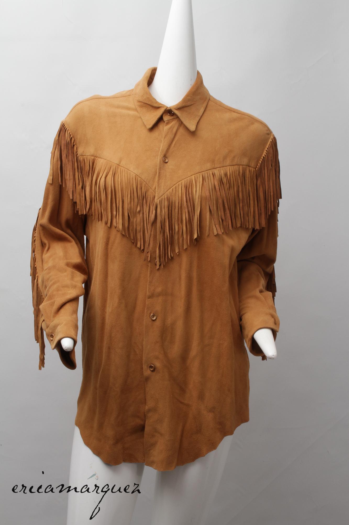 DANIEL MIEXEL, Haute Couture, Carmel Suede Feels Like Butter, Camicia con frange In condizioni ottime in vendita a Kingston, NY