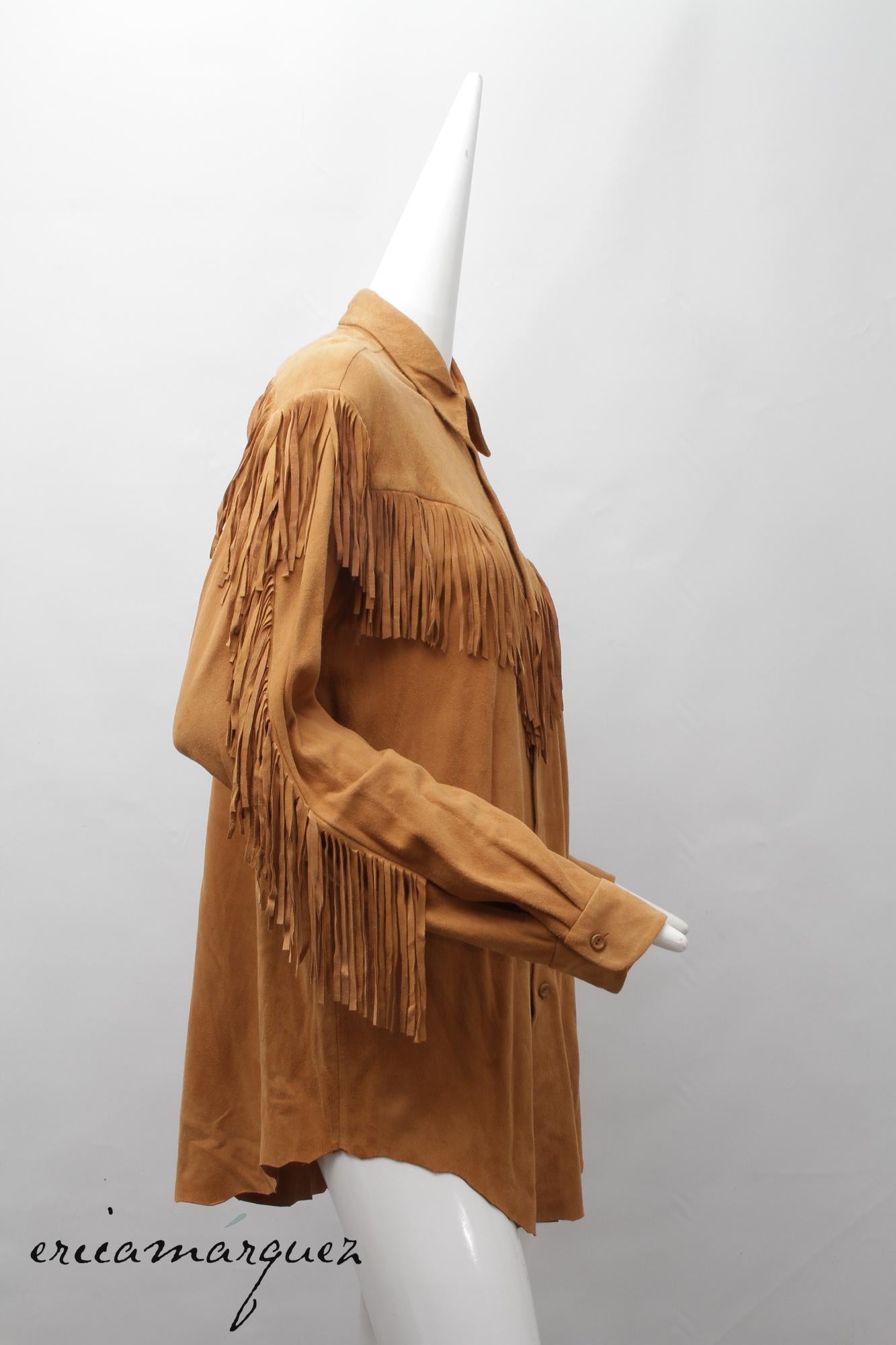 DANIEL MIEXEL, Haute Couture, Carmel Suede Feels Like Butter, Camicia con frange in vendita 1