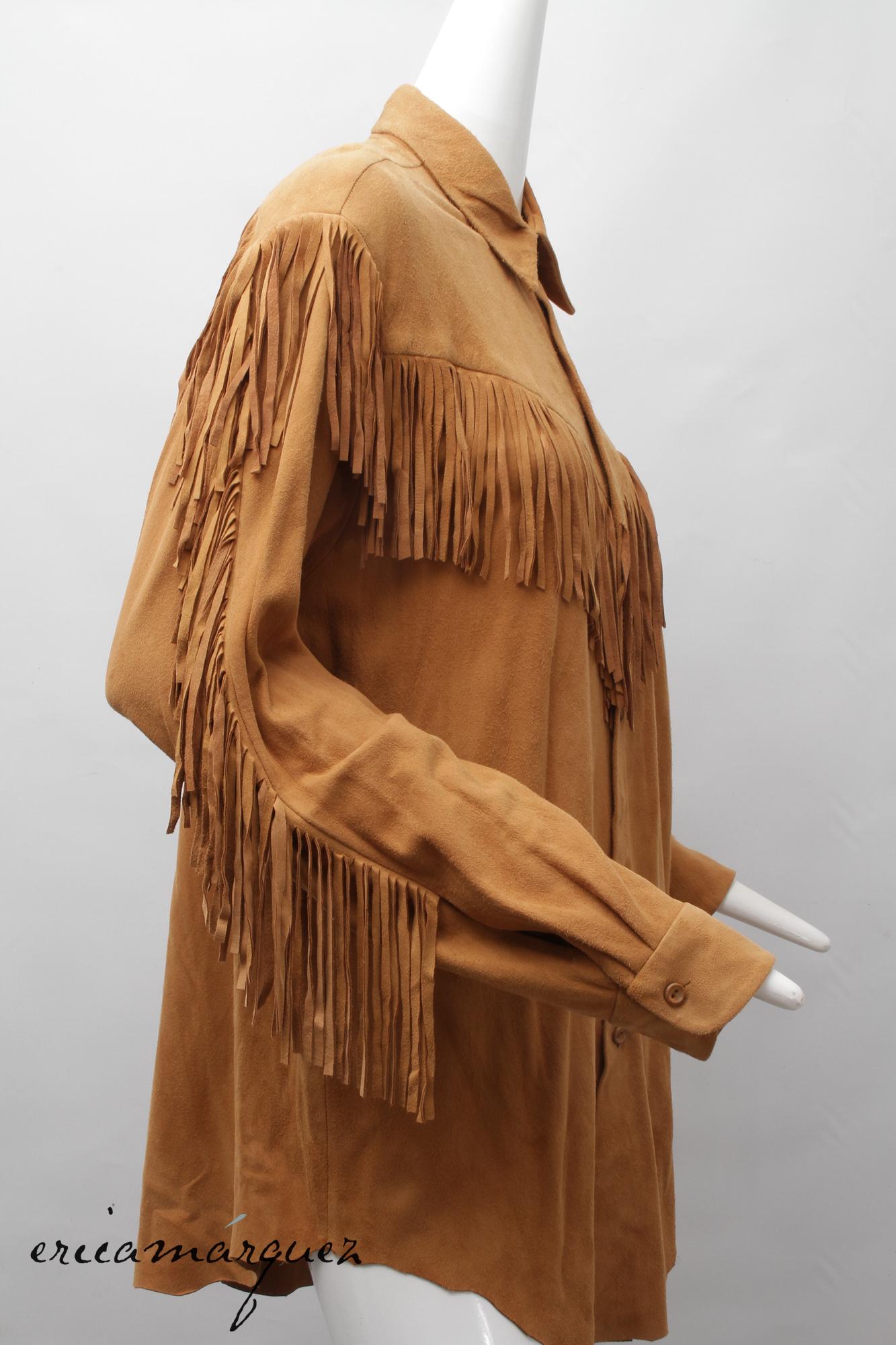 DANIEL MIEXEL, Haute Couture, Carmel Suede Feels Like Butter, Camicia con frange in vendita 2