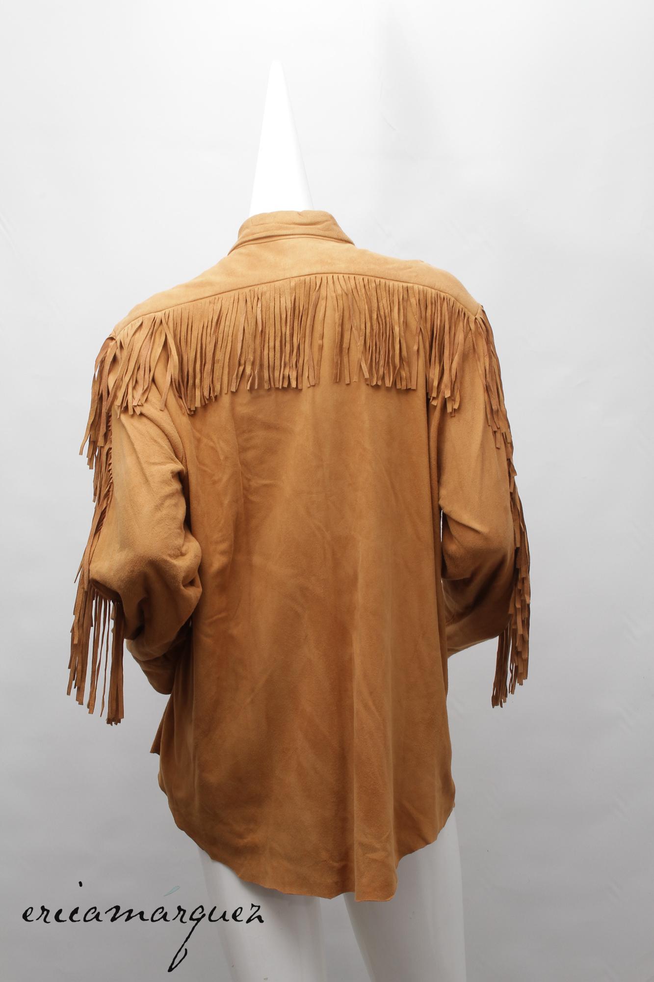 DANIEL MIEXEL, Haute Couture, Carmel Suede Feels Like Butter, Camicia con frange in vendita 3