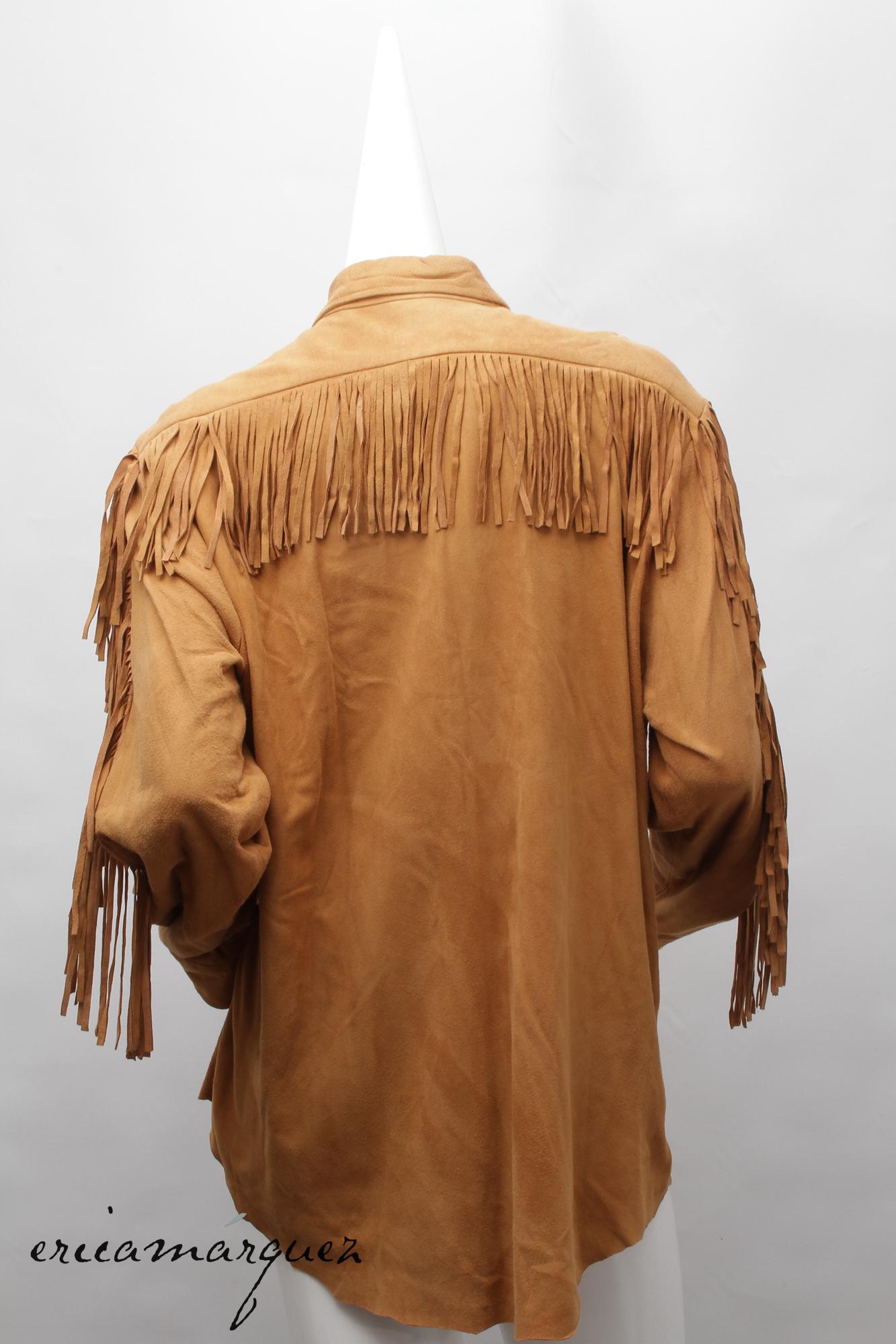 DANIEL MIEXEL, Haute Couture, Carmel Suede Feels Like Butter, Camicia con frange in vendita 4