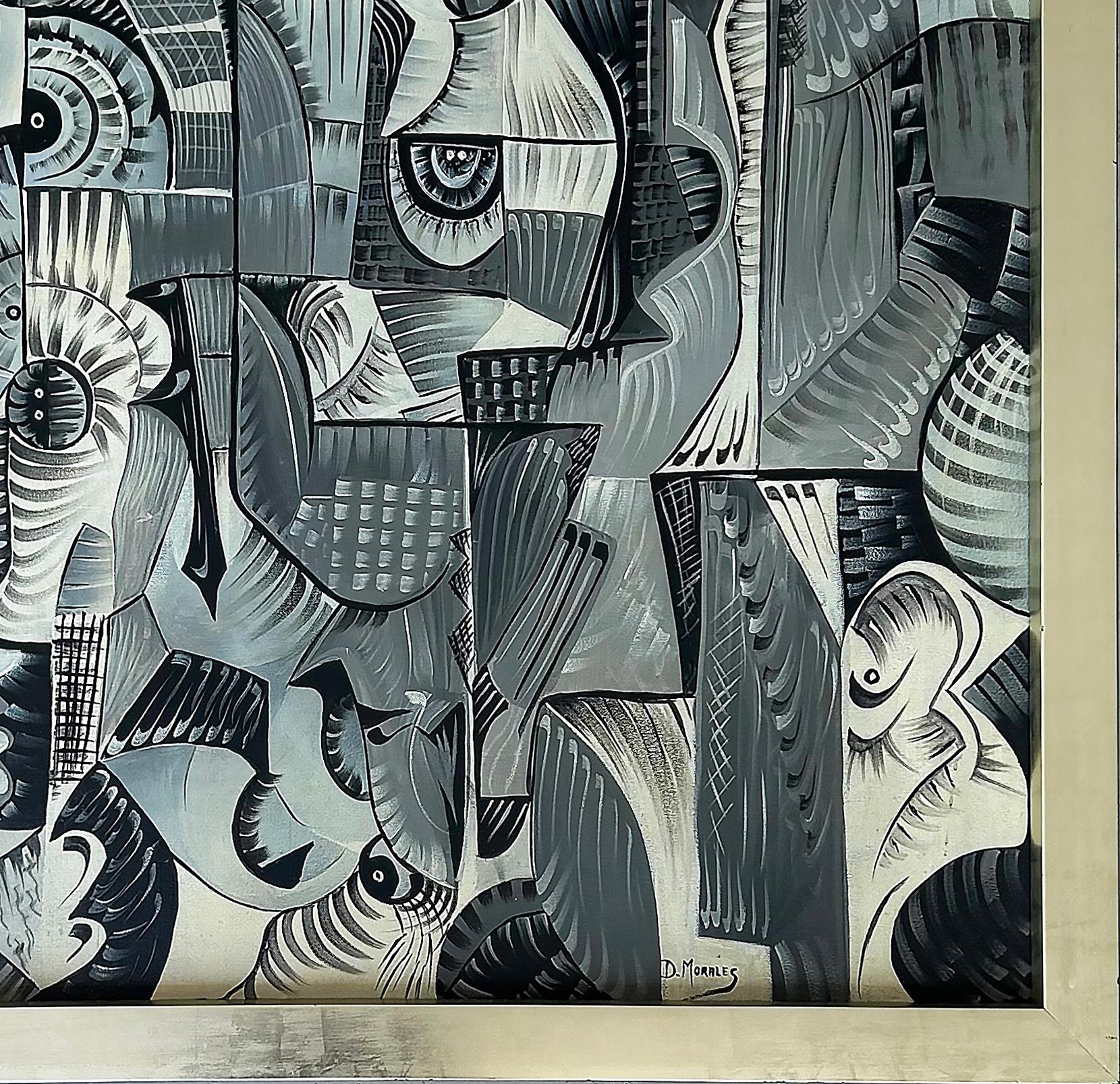 Daniel Morales Kubanischer Amerikaner  Abstraktes Gemälde auf Leinwand, 1970er-Jahre (Handbemalt) im Angebot