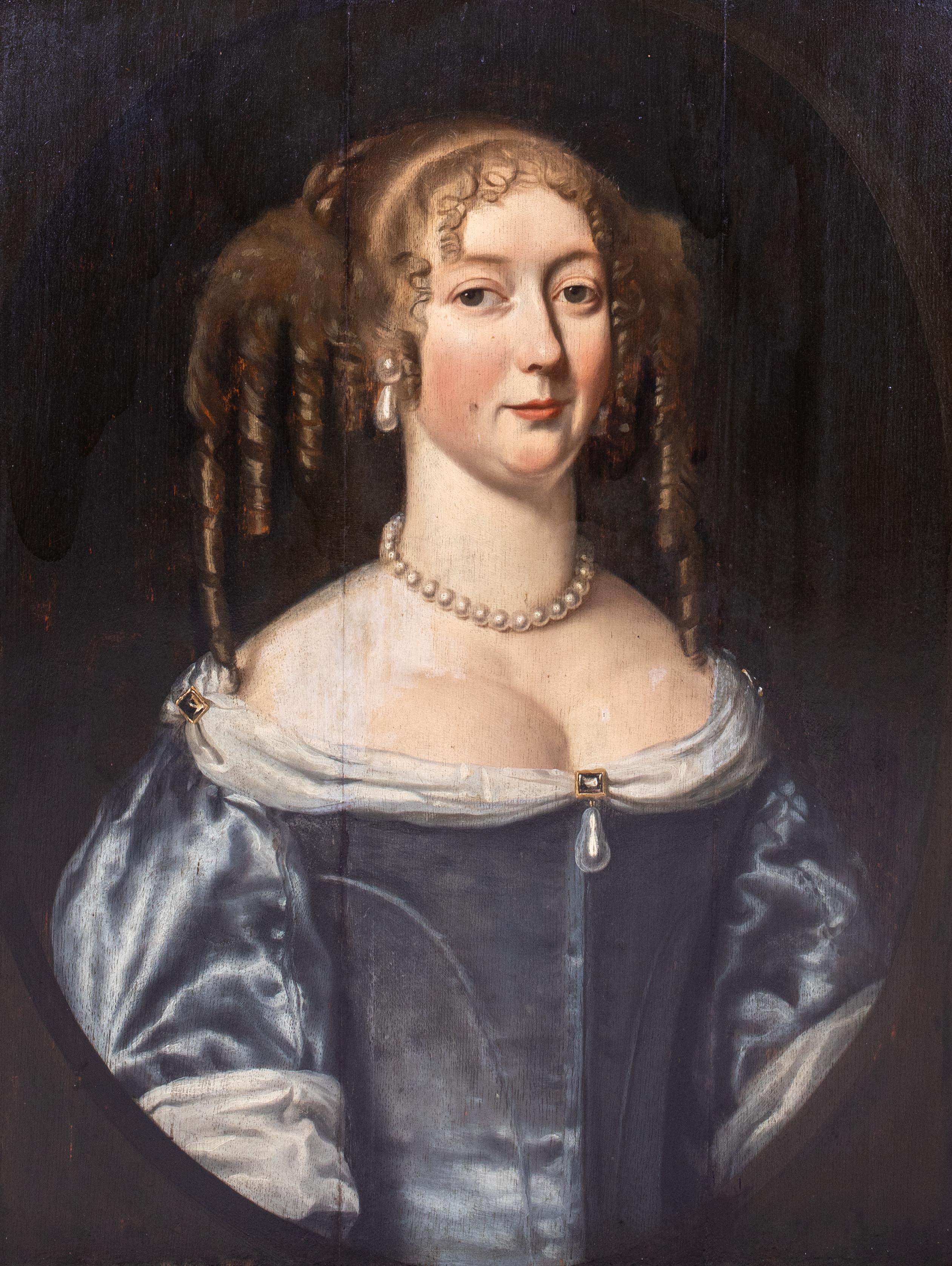 Portrait Of Elizabeth Percy, Countess of Northumberland (1646-1690), 17th Century 

Studio of Jan MYTENS (1640-1670)

Large 17th portrait of Elizabeth Percy Countess of Northumberland, oil on panel. Excellent quality and condition portrait of the