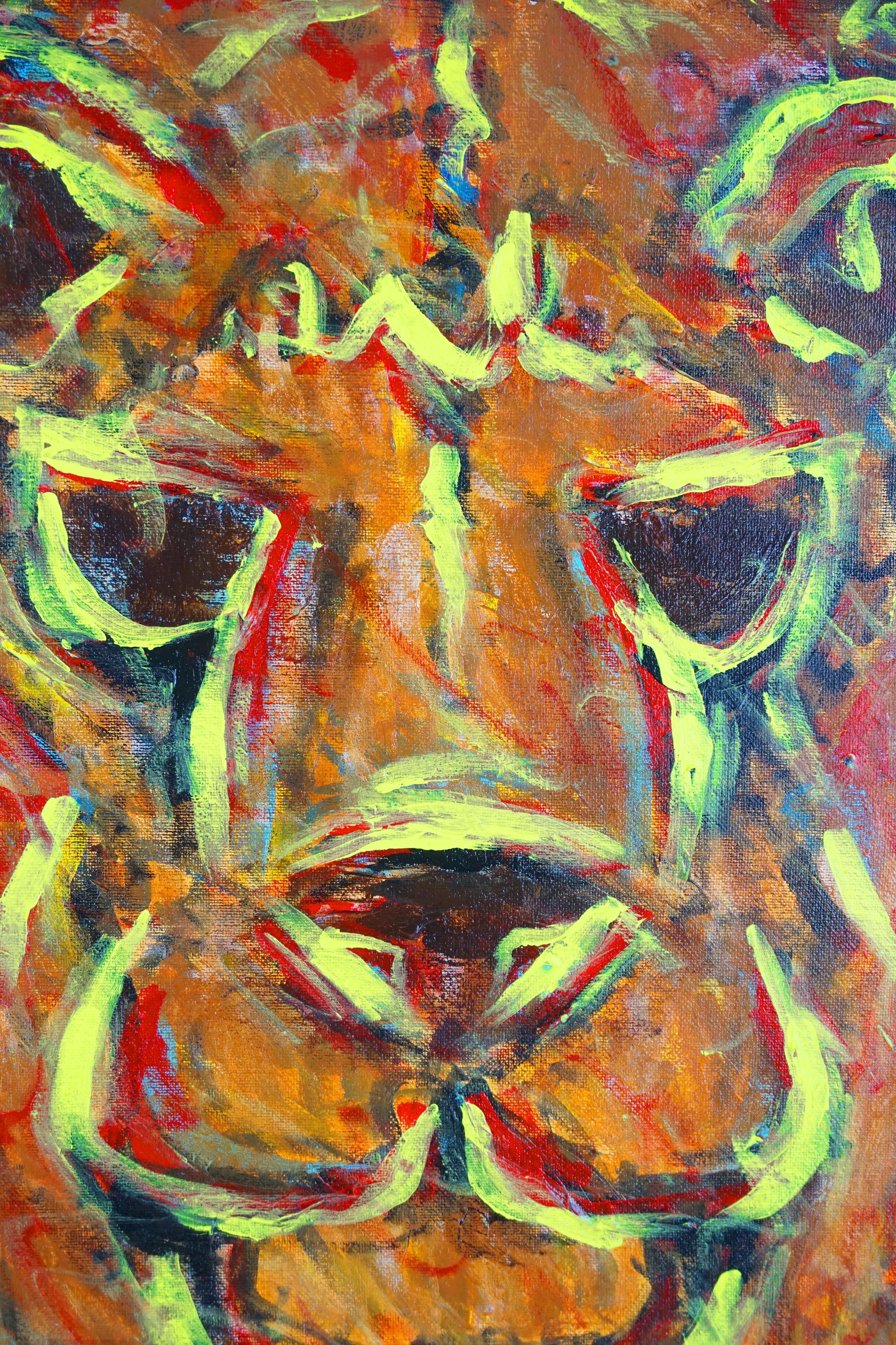 Le lion expressionniste abstrait fauviste - Painting de Daniel Nester
