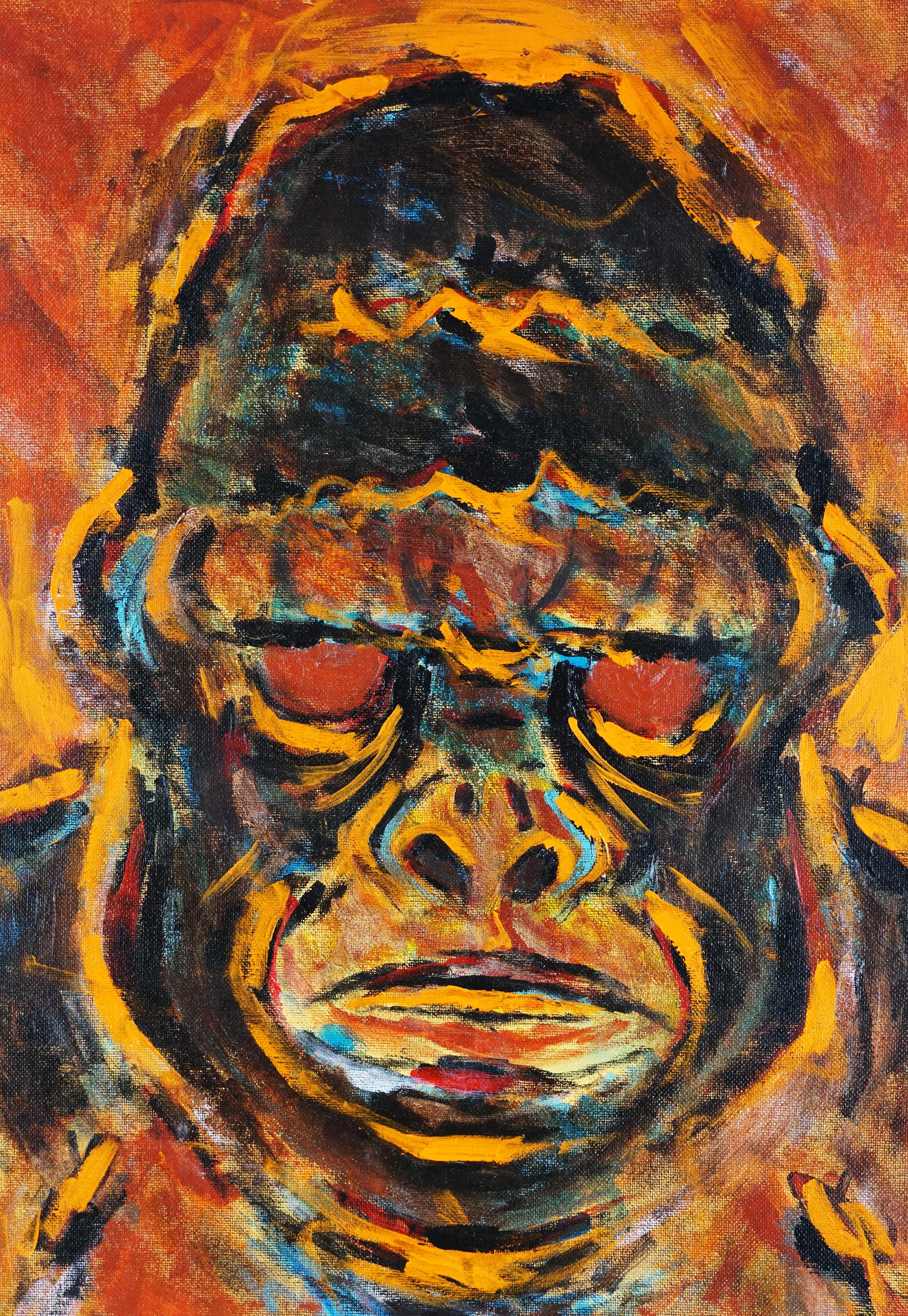 Espressionista astratto fauvista Gorilla di pianura - Painting di Daniel Nester