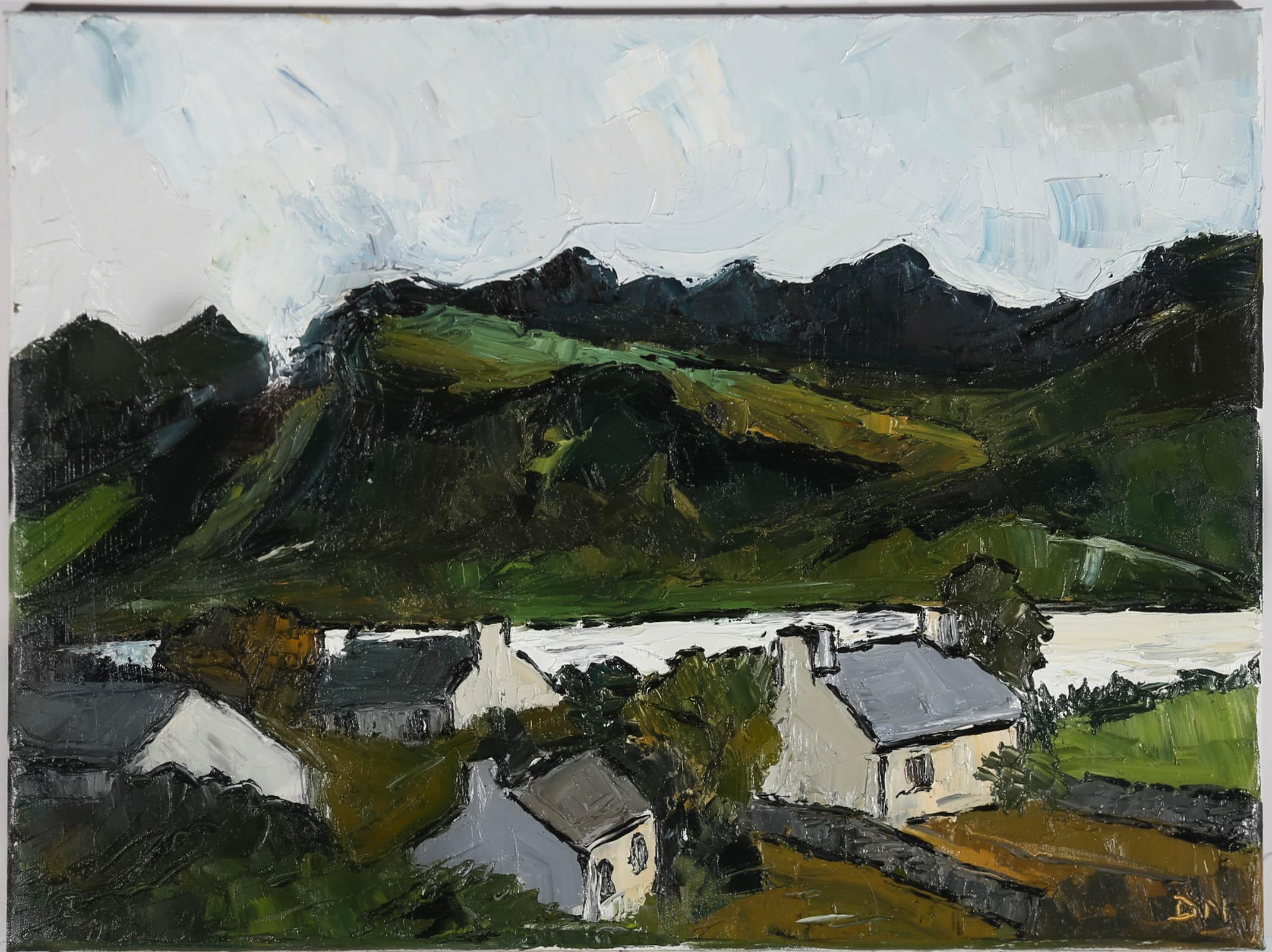 Daniel Nichols After Kyffin Williams - Contemporary Oil, Little Stone Cottages 1