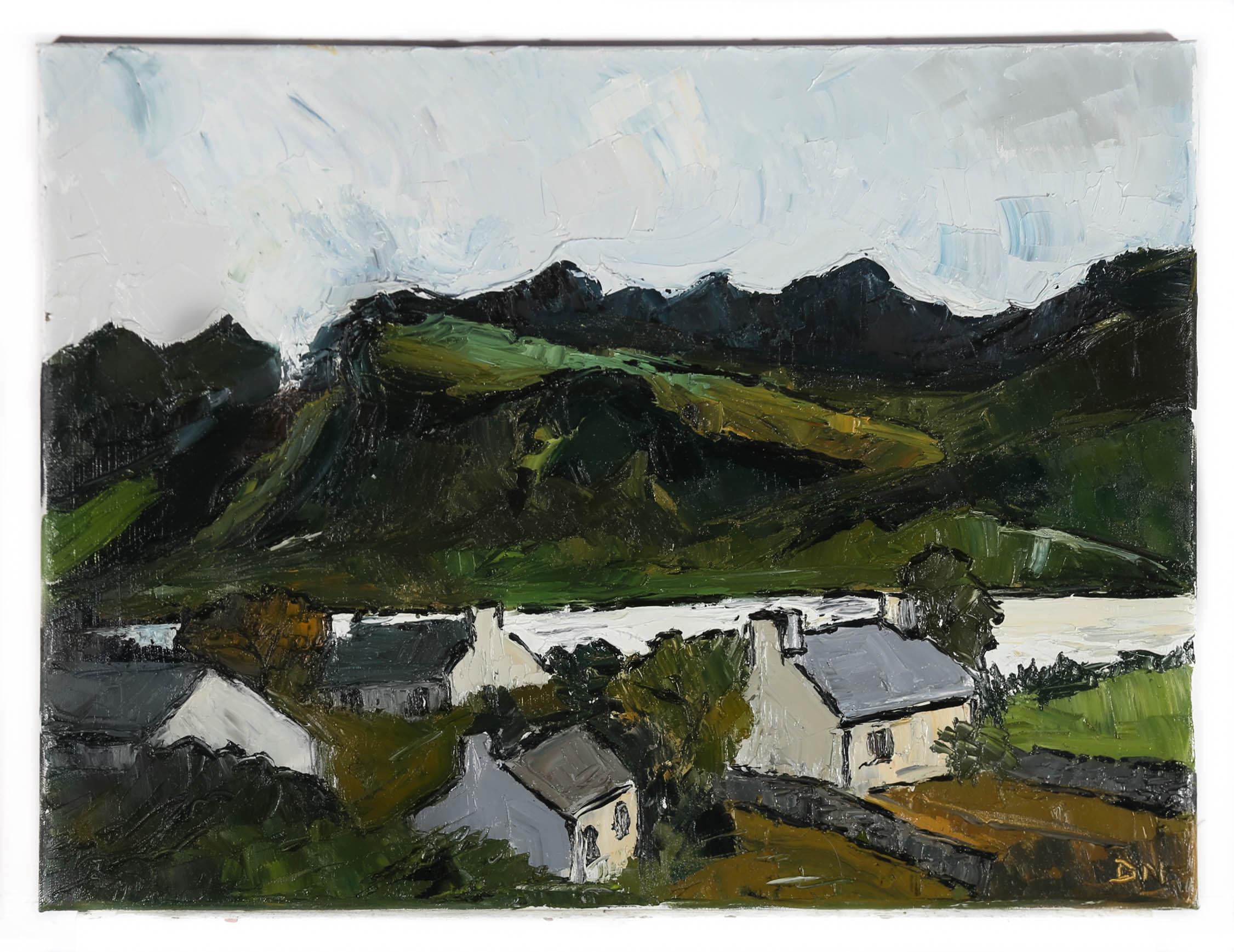 Daniel Nichols After Kyffin Williams - Contemporary Oil, Little Stone Cottages 2