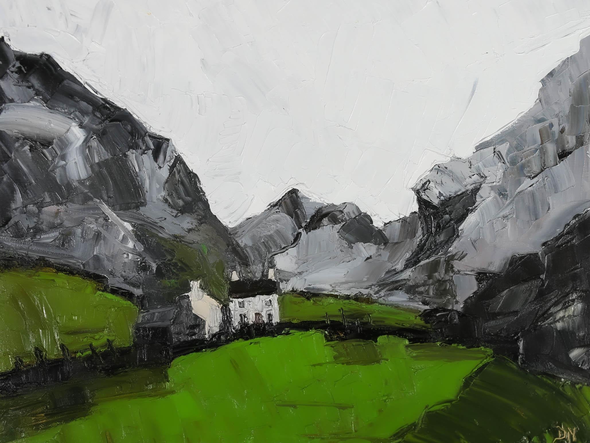 A fine contemporary landscape by Daniel Nichols, after an original painting by Welsh artist Kyffin Williams (1918-2006). Signed with initials to the lower right. On canvas board. 
