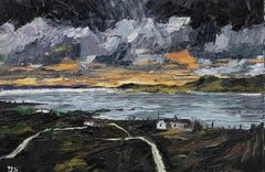 Daniel Nichols - Zeitgenössisches Öl, Schwarze Wolken an der Küste