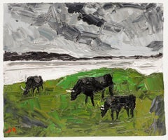 Daniel Nichols - Huile contemporaine, Bétail au champ